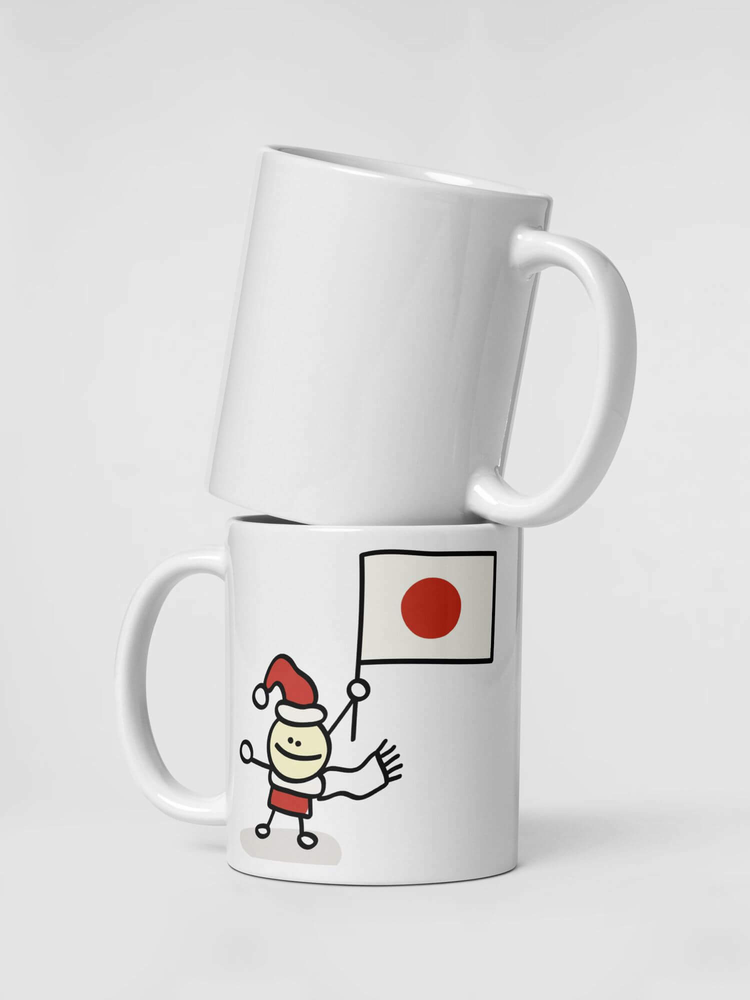 Glossy Japanese Santa Mug          Cartoon Santa Claus drinks cup coffee, tea, juice, milk drinking cups miteigi branded product item tumblers ceramics in white with multicolor pattern Ceramic Anime Gifts Father Christmas holiday season Japan festive mugs