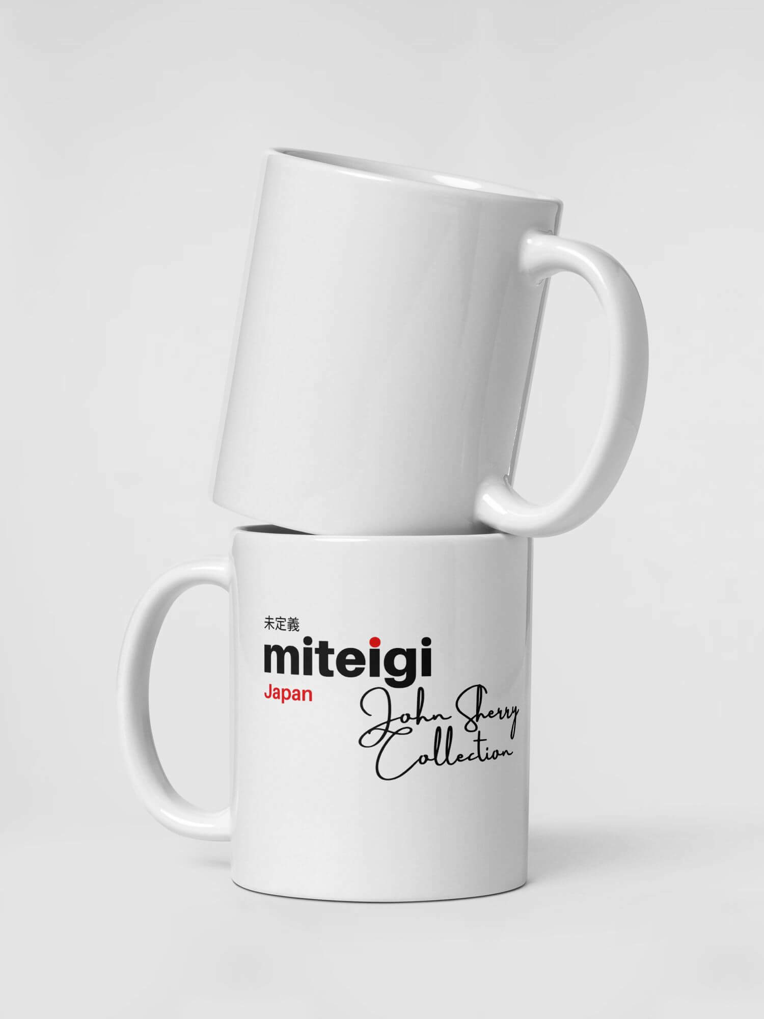 Glossy Signature Mug Limited Edition      Signed collection drinks cup coffee, tea, juice, milk drinking cups miteigi-Logo branded product item tumblers ceramics in white with black red pattern collections collectors mugs