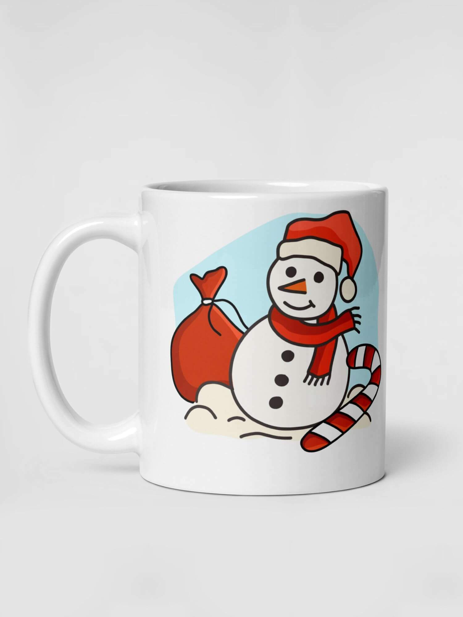 Glossy Aussie Snowman Mug                Cartoon Holiday Season Snowmen drinks cup coffee, tea, juice, milk drinking cups miteigi branded product item tumblers ceramics in white with red blue multicolor pattern Ceramic Anime Gifts Merry Christmas, Candy Cane, Santa Claus, Scarf, Hats, Sacks, Scarves and Snowman Australian Aussie Beach festive mugs