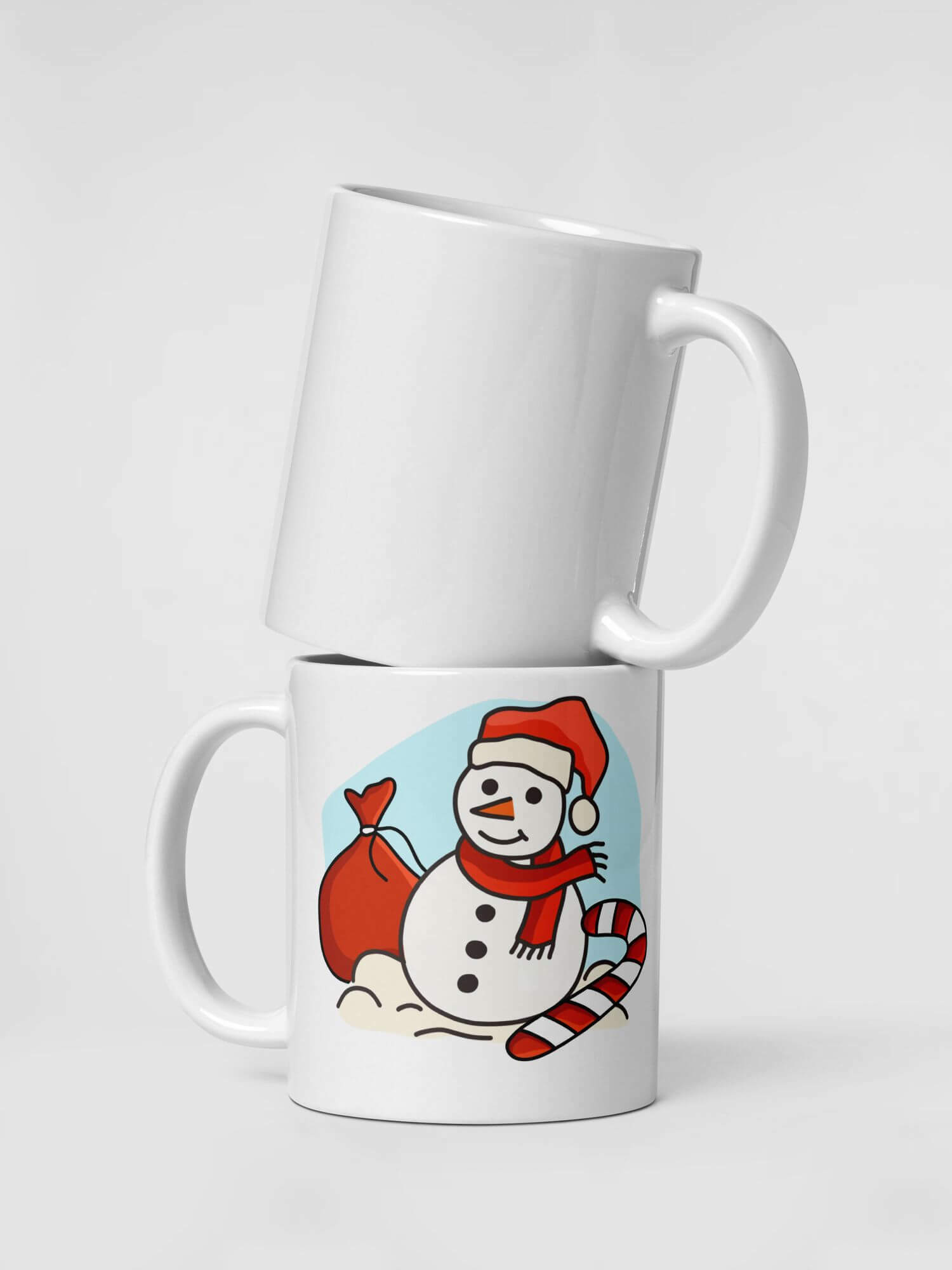 Glossy Aussie Snowman Mug                Cartoon Holiday Season Snowmen drinks cup coffee, tea, juice, milk drinking cups miteigi branded product item tumblers ceramics in white with red blue multicolor pattern Ceramic Anime Gifts Merry Christmas, Candy Cane, Santa Claus, Scarf, Hats, Sacks, Scarves and Snowman Australian Aussie Beach festive mugs