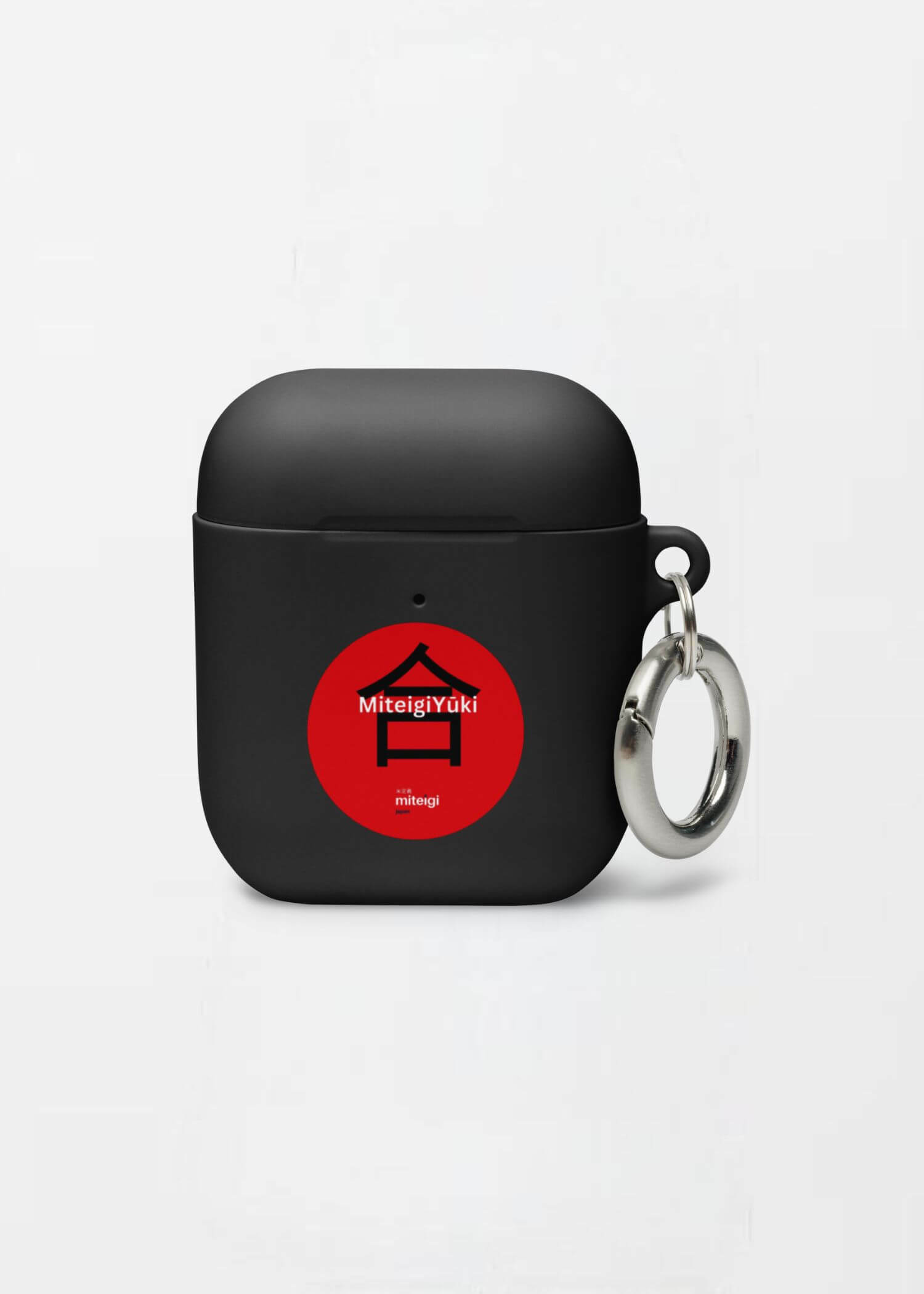 Rubber Case for AirPods® MiteigiYūki Logo  miteigiYūki Fitness Sports Activewear by miteigi branded product gym jogging running Apple keyring keychain Air pods earplugs in black with red design key rings chains cases