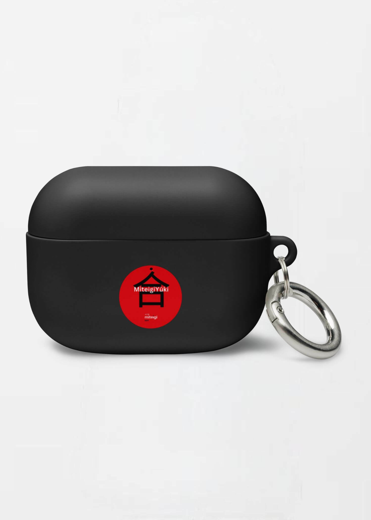 Rubber Case for AirPods® MiteigiYūki Logo  miteigiYūki Fitness Sports Activewear by miteigi branded product gym jogging running Apple keyring keychain Air pods pro earplugs in black with red design key rings chains cases