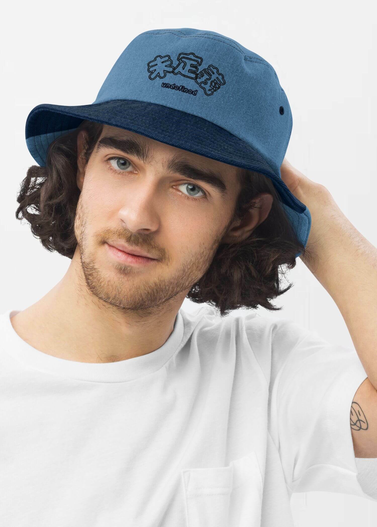 Denim miteigi Undefined Logo Bucket Hat miteigi Logo Branded product item unisex anywear Women’s Men’s 100% Cotton sunshade foldable hats for man woman in patchwork blue Mens Womens headwear