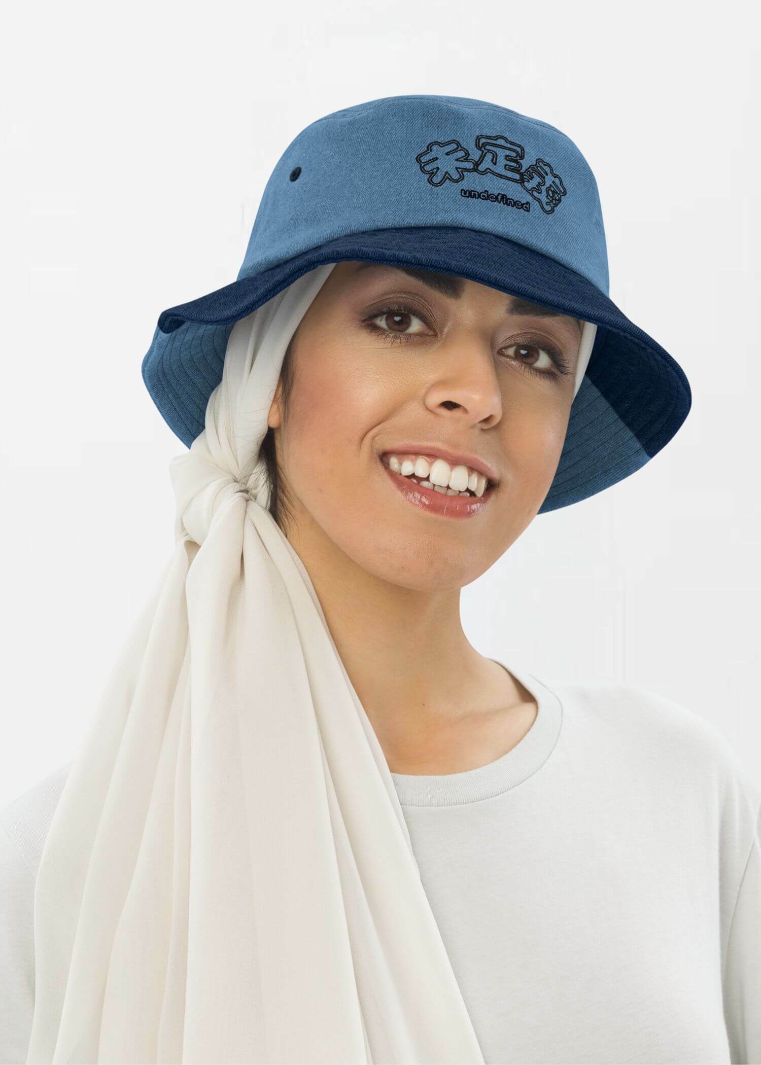 Denim miteigi Undefined Logo Bucket Hat miteigi Logo Branded product item unisex anywear Women’s Men’s 100% Cotton sunshade foldable hats for man woman in patchwork blue Mens Womens headwear