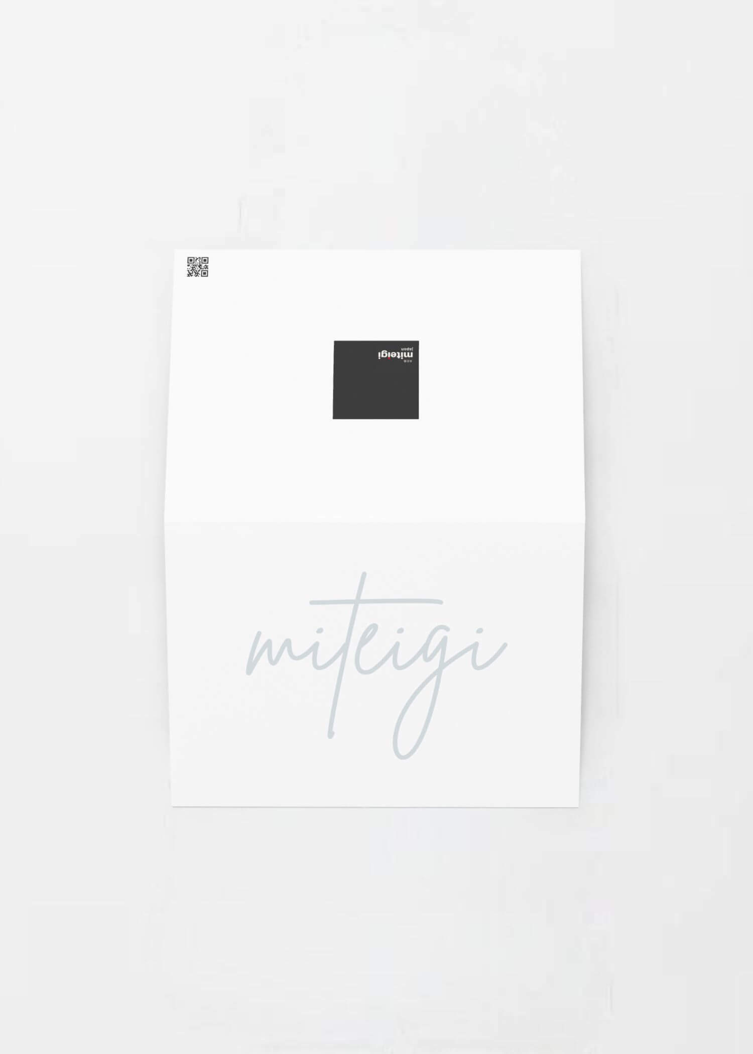 miteigi Script Logo Greeting Card miteigi-Logo Branded product item blank inside custom cards office stationary supplies white with sunset teal