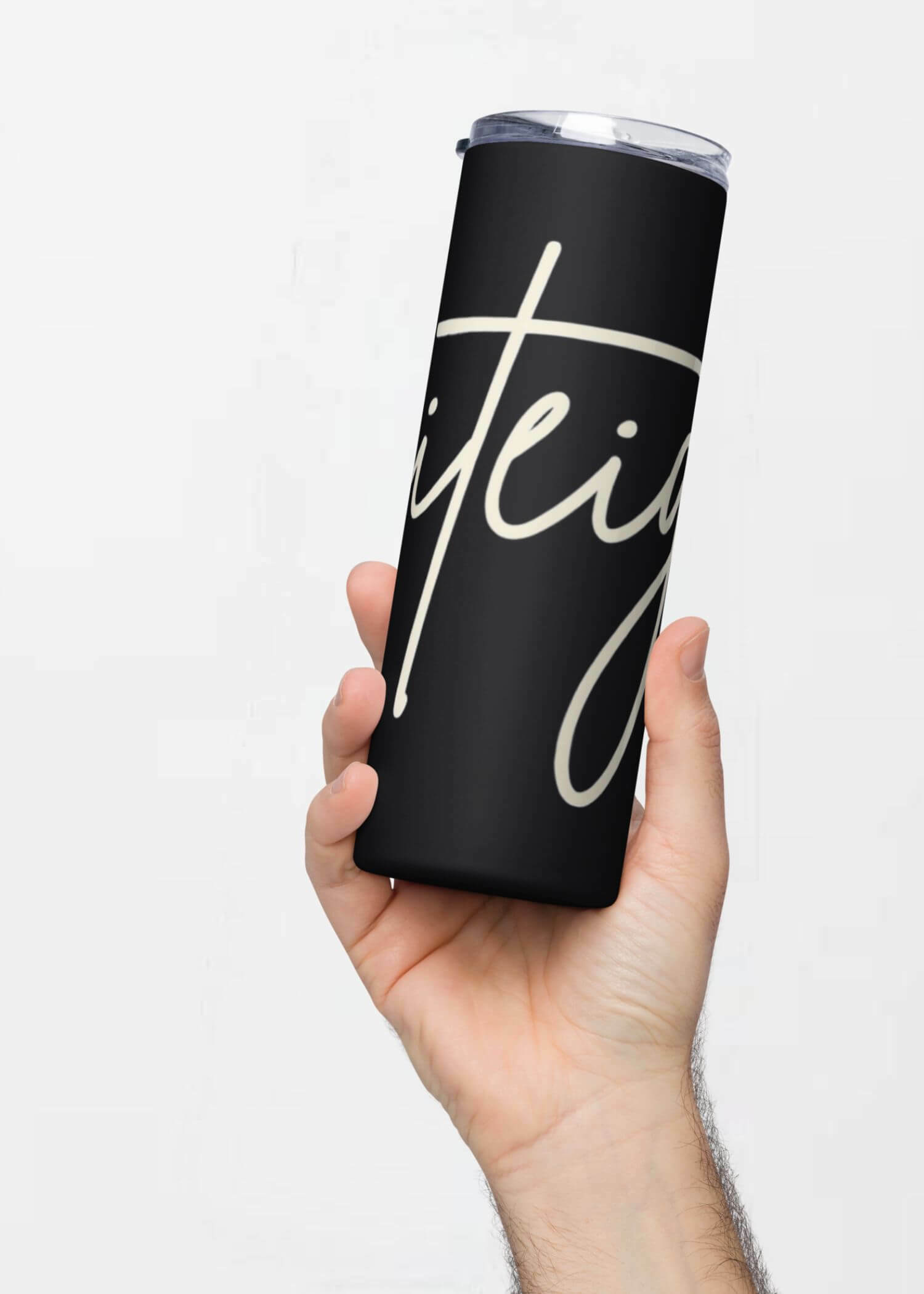 Stainless Steel Script Tumbler miteigi Logo miteigi-Logo branded product item travel mugs metal tumblers with straw and lid black with cosmic latte branding