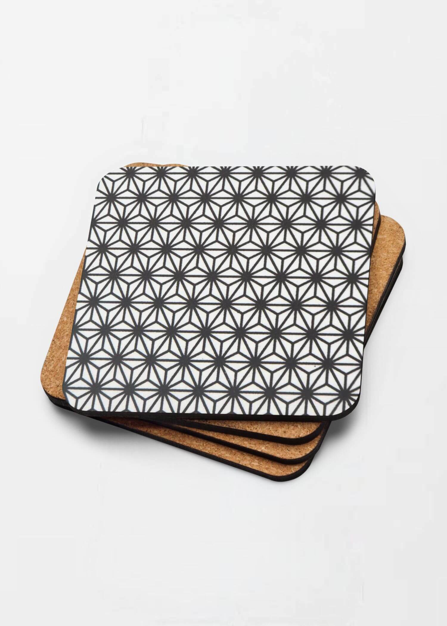 Cork-Back miteigi Asanoha Coaster Traditional Japanese hemp leaf pattern drinks coasters in light blue pattern