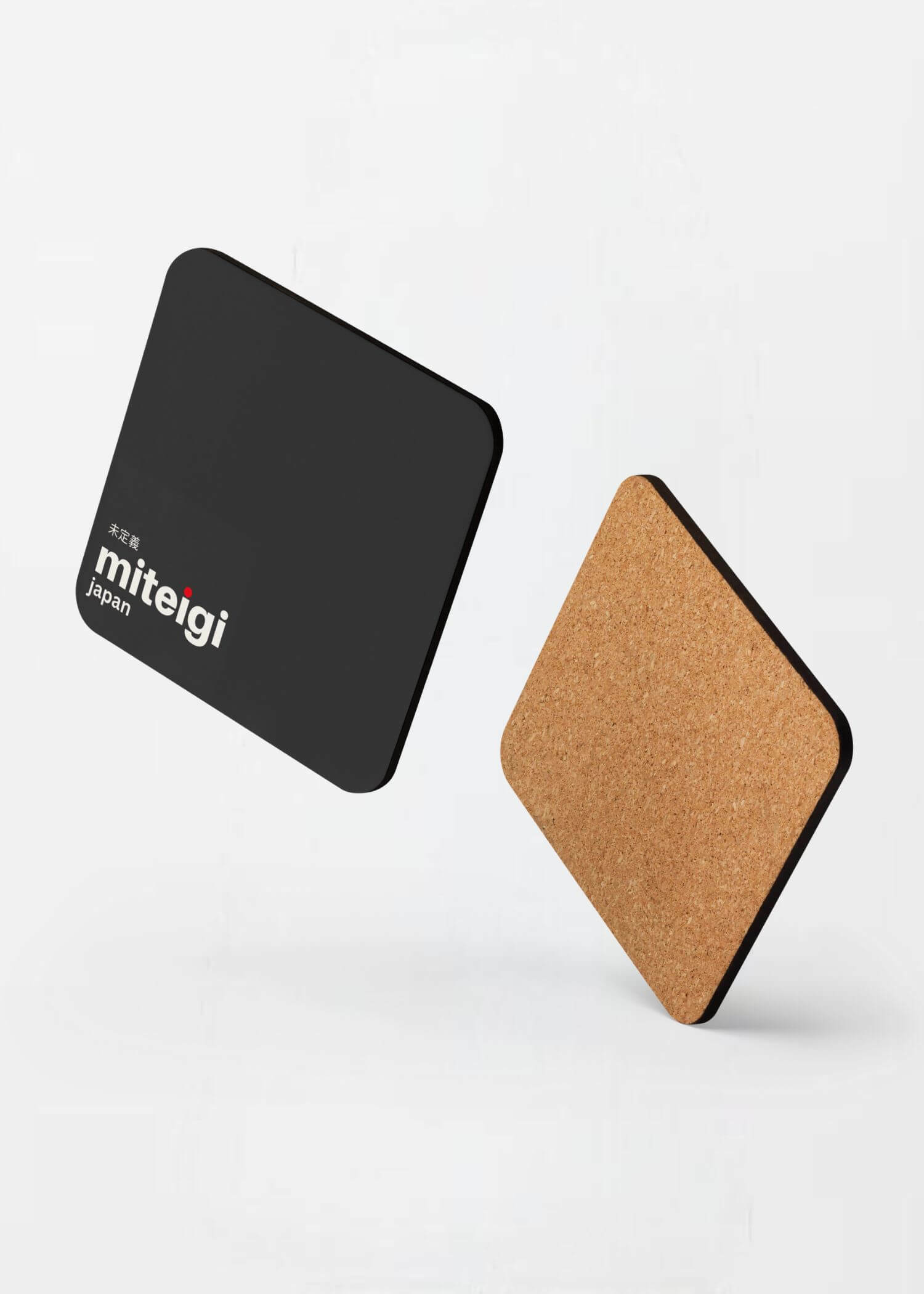 Cork-Back Coaster miteigi Logo Japanese designed by miteigi drinks coasters in black with red pattern