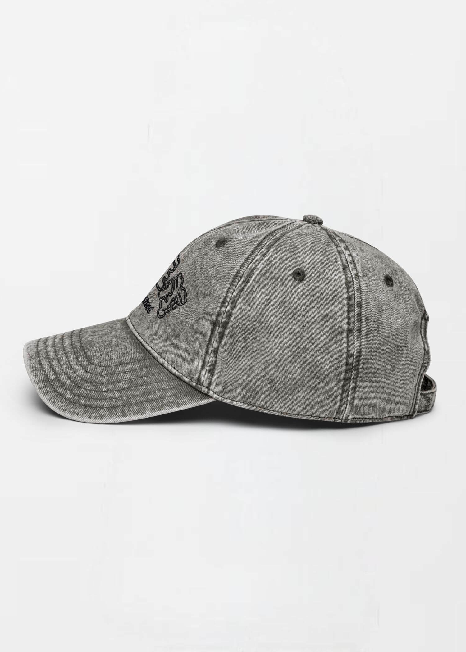 miteigi Vintage Cotton Twill Baseball Hat miteigi-logo branded women’s men’s unisex anywear gym yoga item baseball caps for man woman in charcoal Gray grey Womens Mens Genderful headwear hats