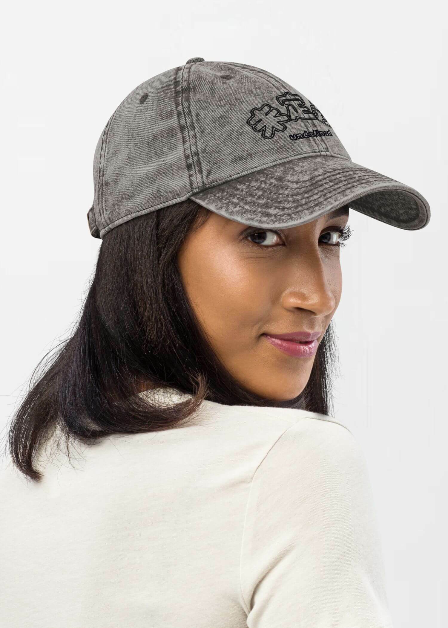 miteigi Vintage Cotton Twill Baseball Hat miteigi-logo branded women’s men’s unisex anywear gym yoga item baseball caps for man woman in charcoal Gray grey Womens Mens Genderful headwear hats