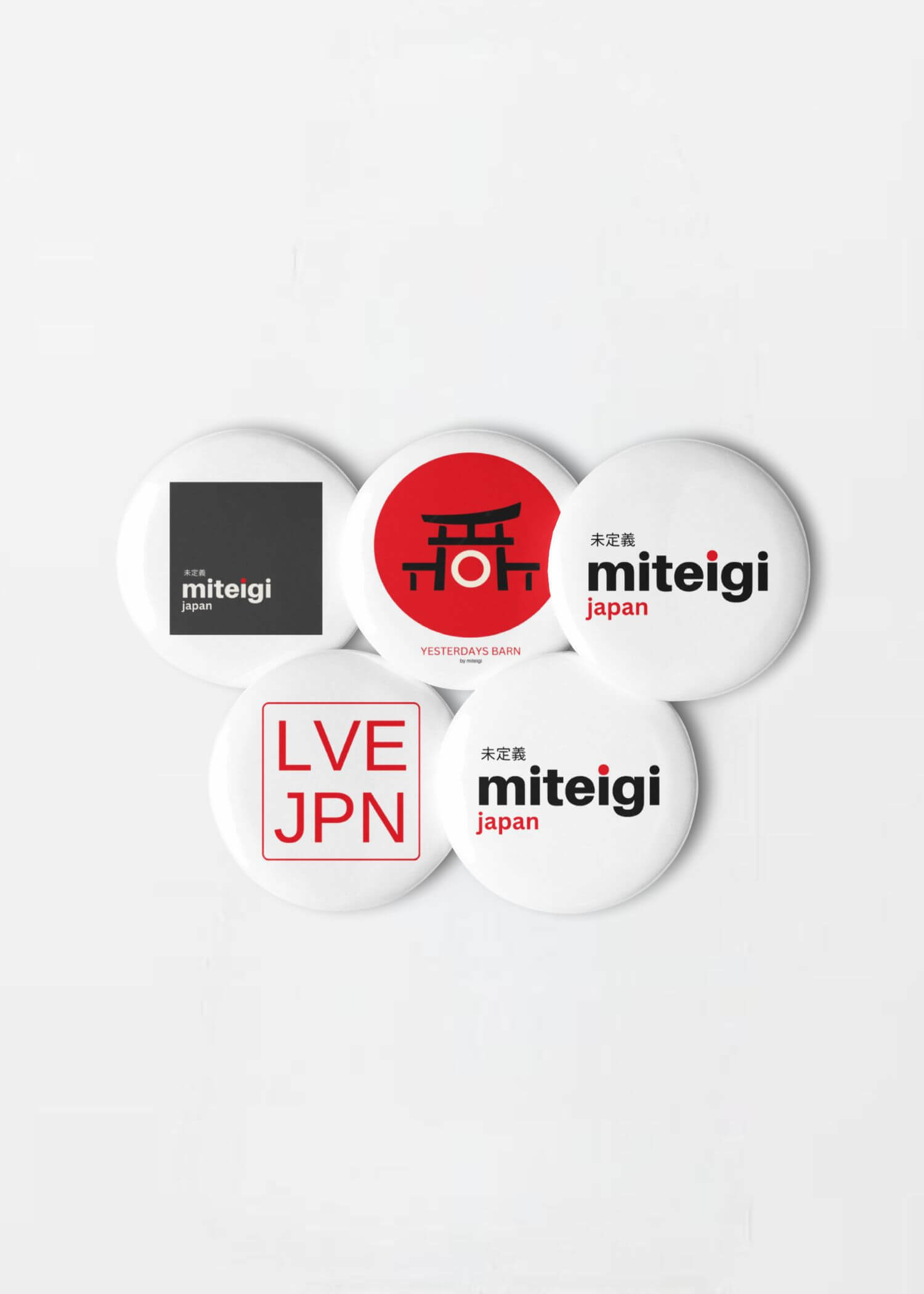 miteigi Logo Pin Button Set 5-Piece MiteigiYūki, Yesterdays Barn, brand tinplate decorative pins Fashion accessories campaign badges