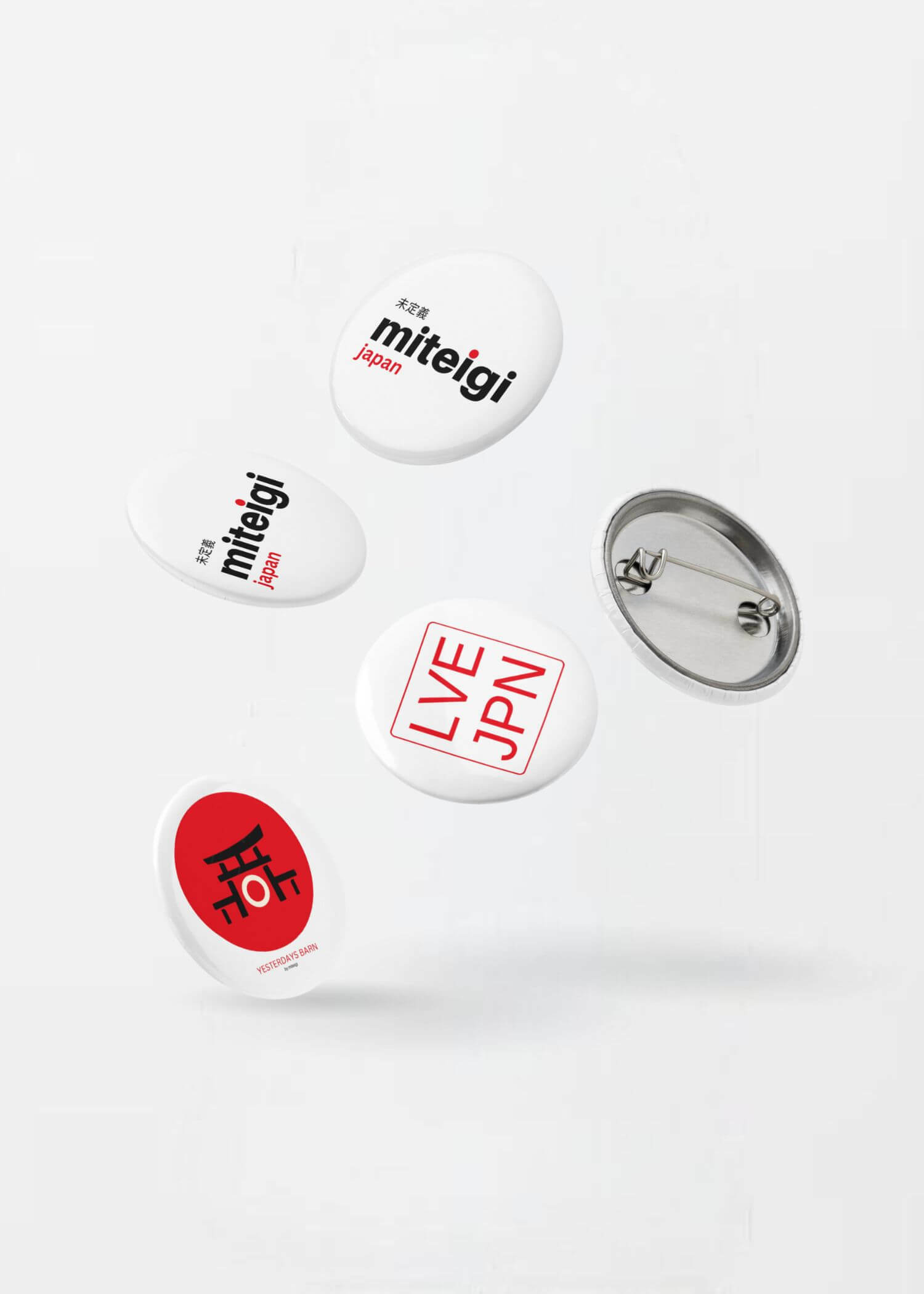 miteigi Logo Pin Button Set 5-Piece MiteigiYūki, Yesterdays Barn, brand tinplate decorative pins Fashion accessories campaign badges