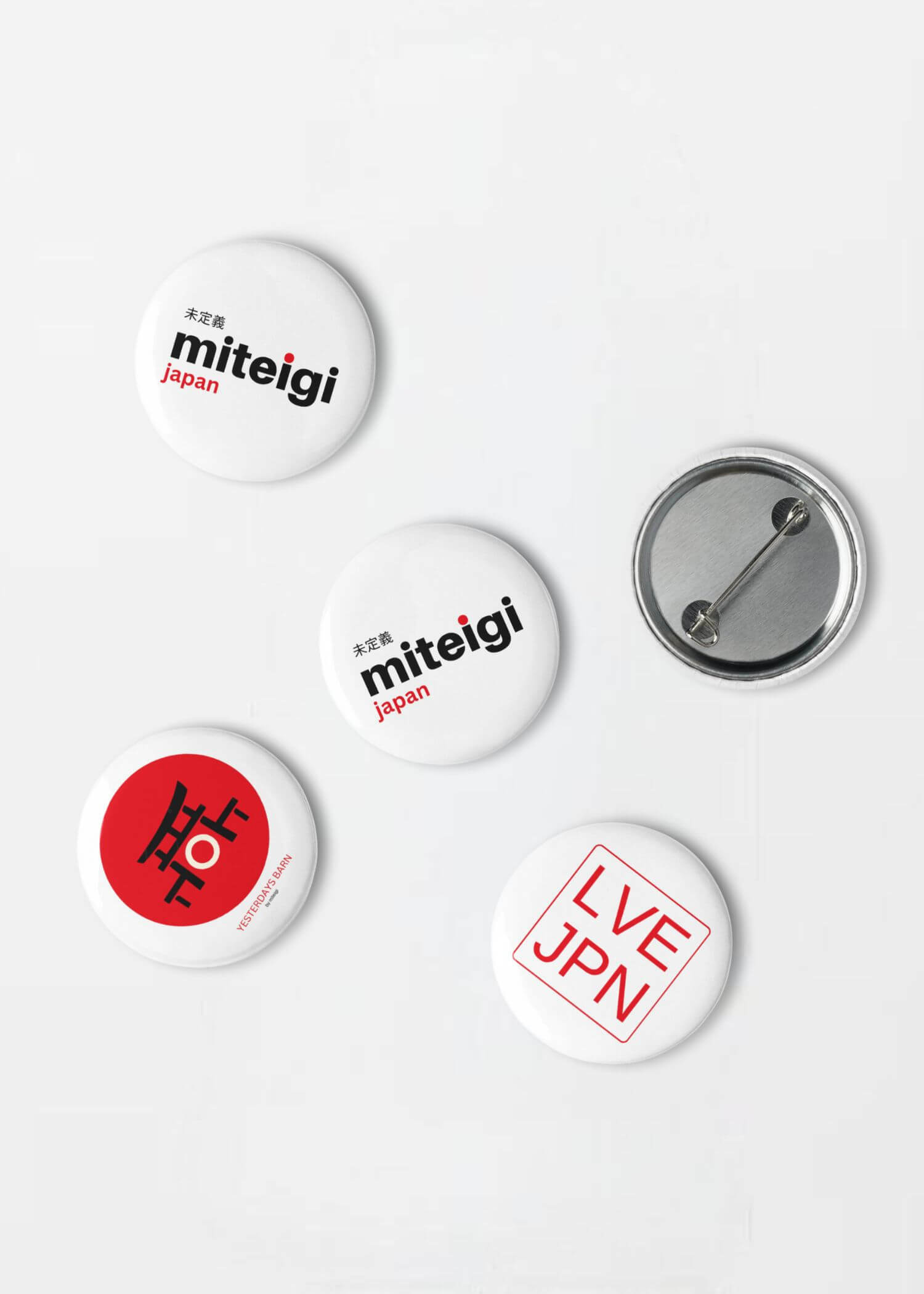 miteigi Logo Pin Button Set 5-Piece MiteigiYūki, Yesterdays Barn, brand tinplate decorative pins Fashion accessories campaign badges