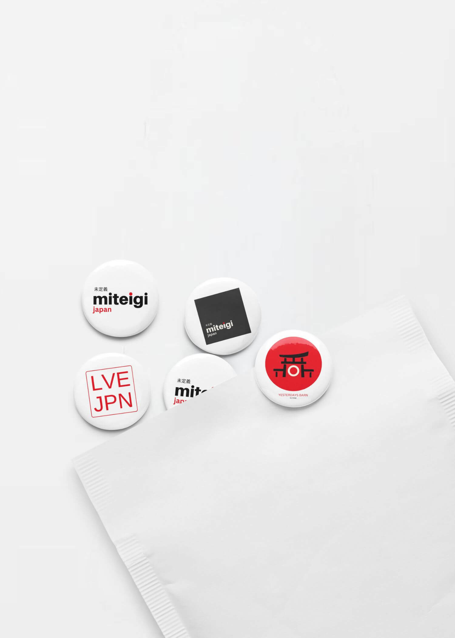 miteigi Logo Pin Button Set 5-Piece MiteigiYūki, Yesterdays Barn, brand tinplate decorative pins Fashion accessories campaign badges