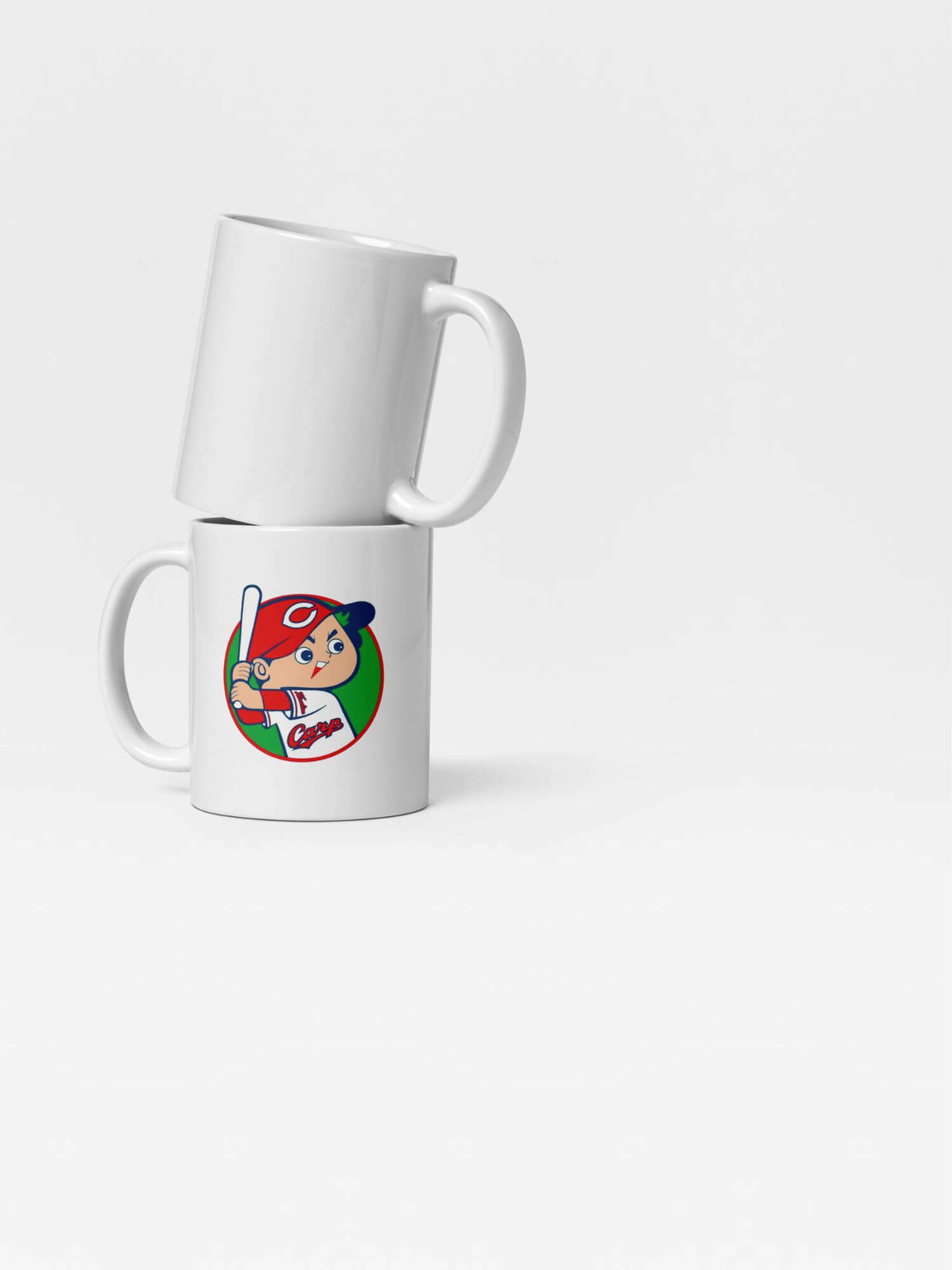 Glossy Hiroshima Toyo Carp Mug                   Cartoon Japan sports character drinks cup coffee, tea, juice, milk drinking cups miteigi branded product item tumblers ceramics in white with red blue multicolor pattern Baseball sport gear Japanese Kure Ceramic Anime Fans Gifts mugs