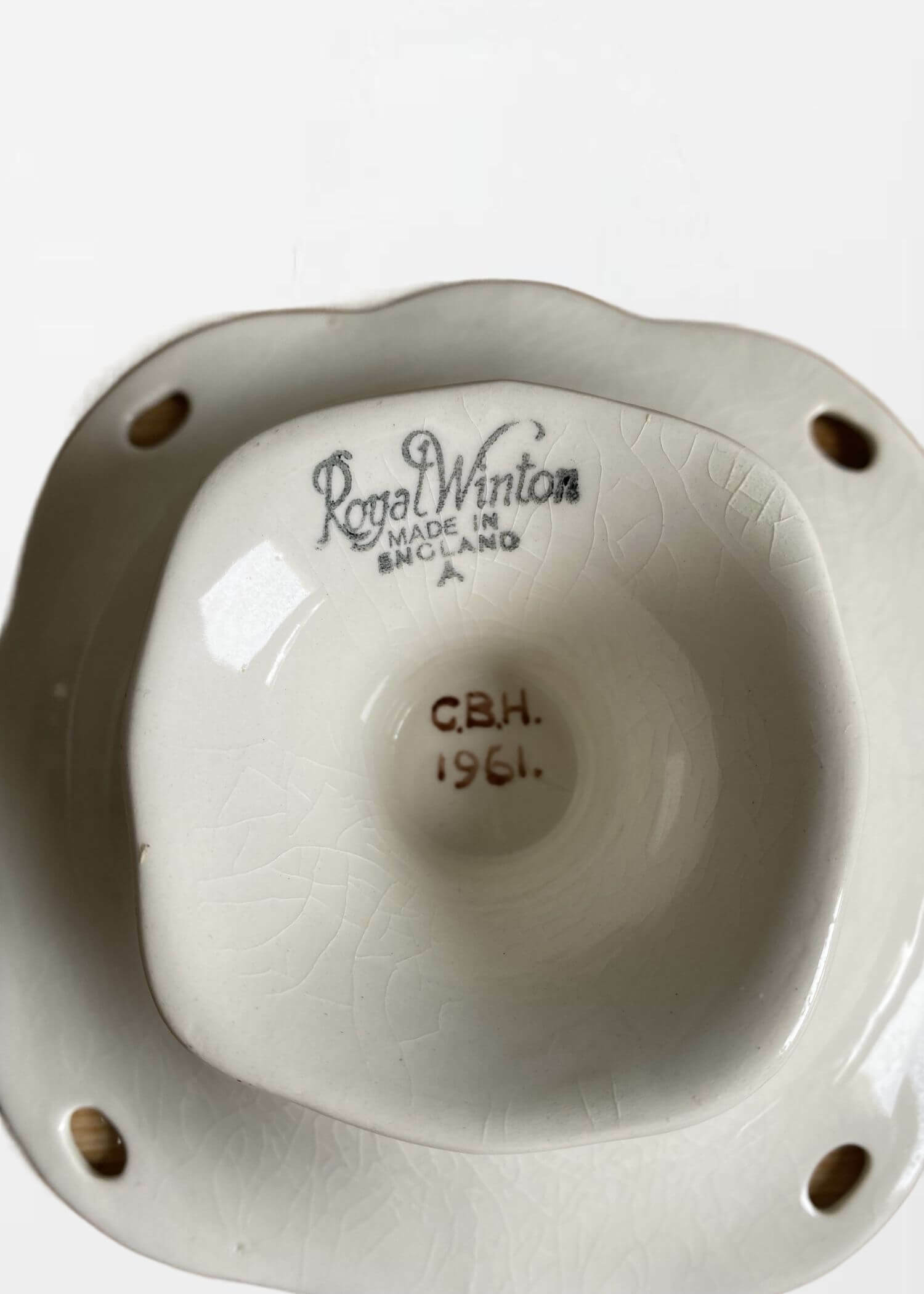 Classic Royal Winton Grimwades  Pedestal Dish Toothbrush Holder 1961 Vintage Originals Collectors Antiques Porcelain Ceramic Memorabilia