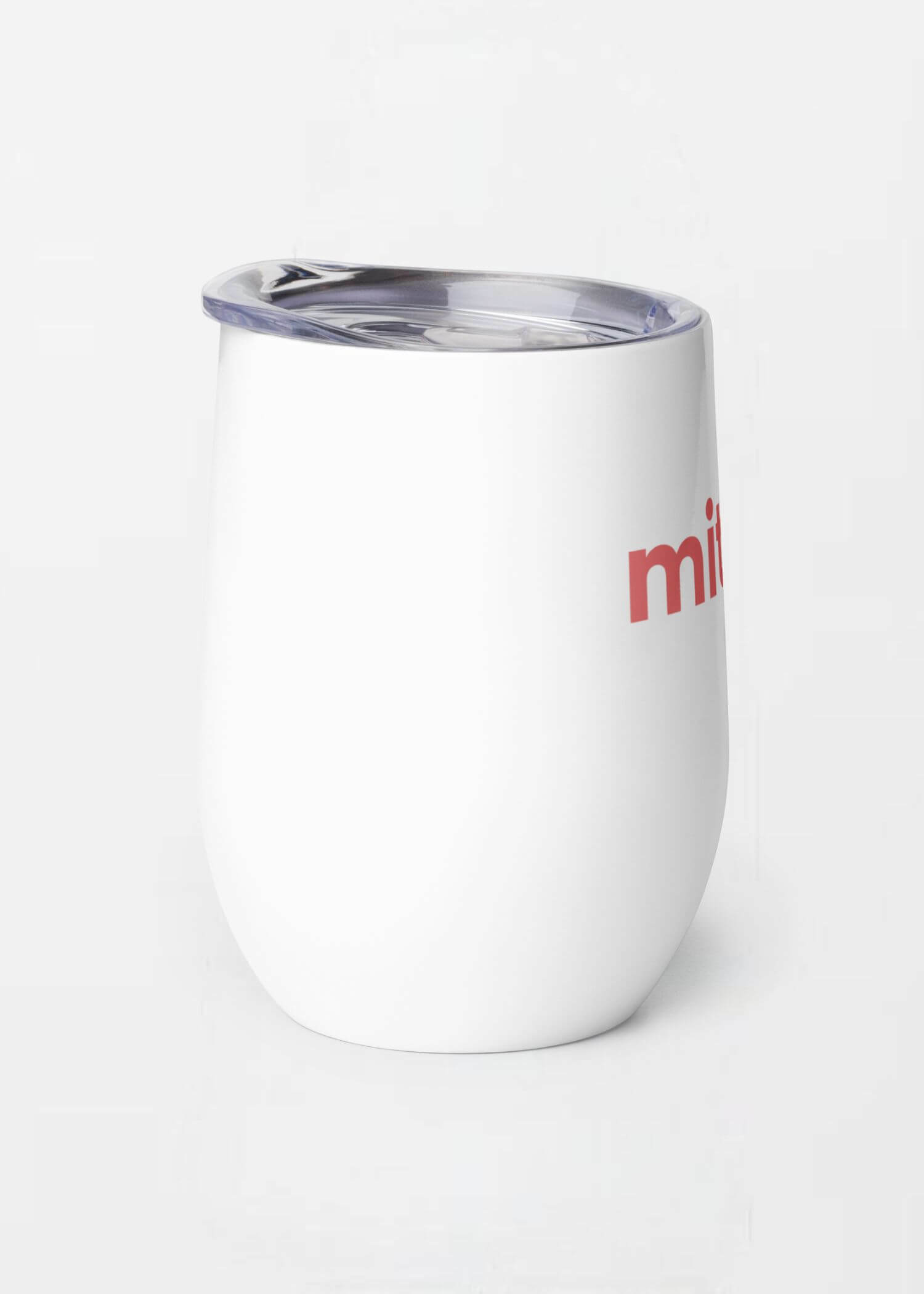 miteigi Tumbler Logo blossom pink miteigi-logo design stainless steel wine, milk drinks tumblers with lid Outdoor sports fitness drinkware in white with pink pattern