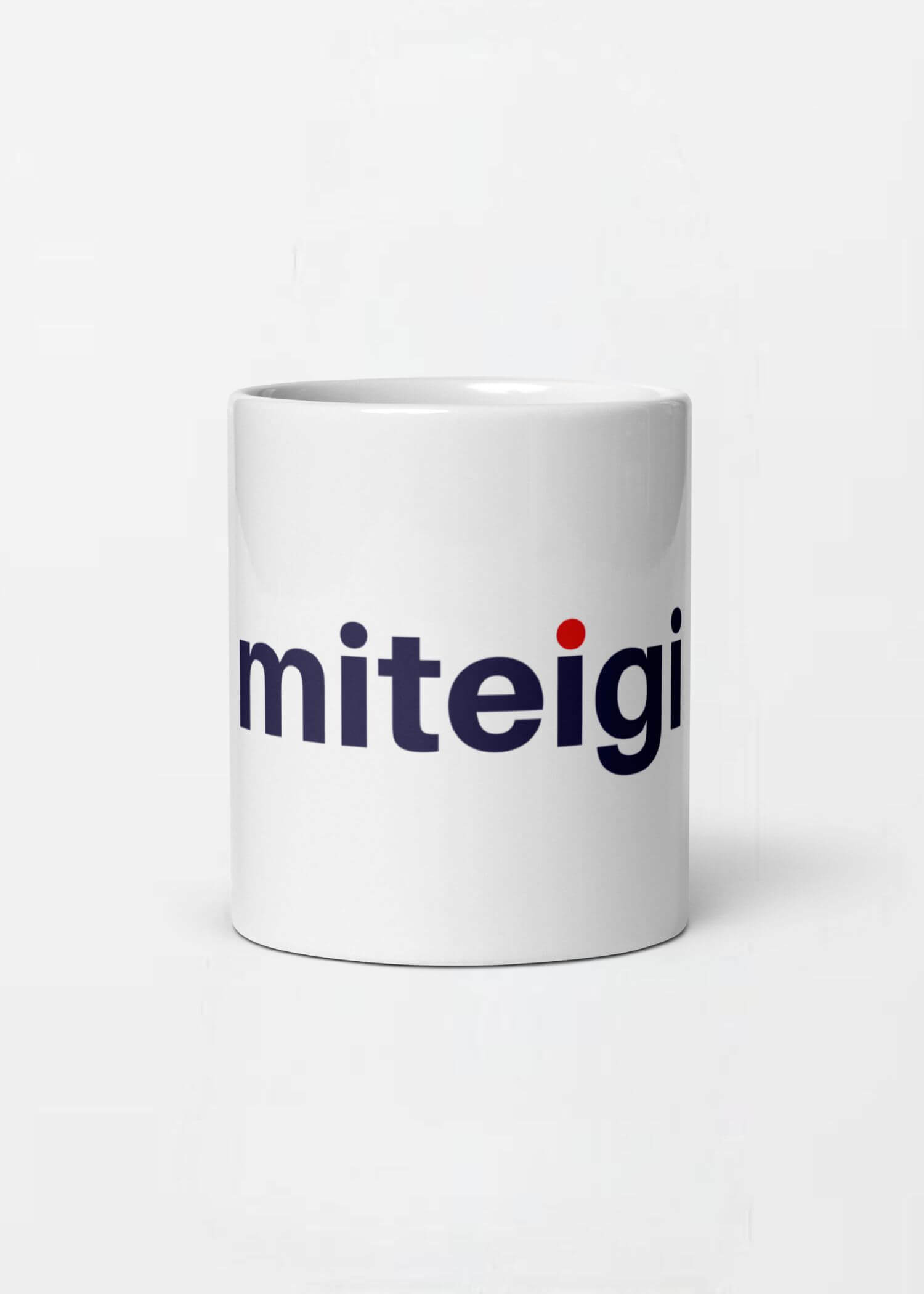 miteigi Logo Mug blue miteigi-logo design ceramic glaze coffee tea, milk drinks mugs drinkware cups in white with blue red pattern 11oz