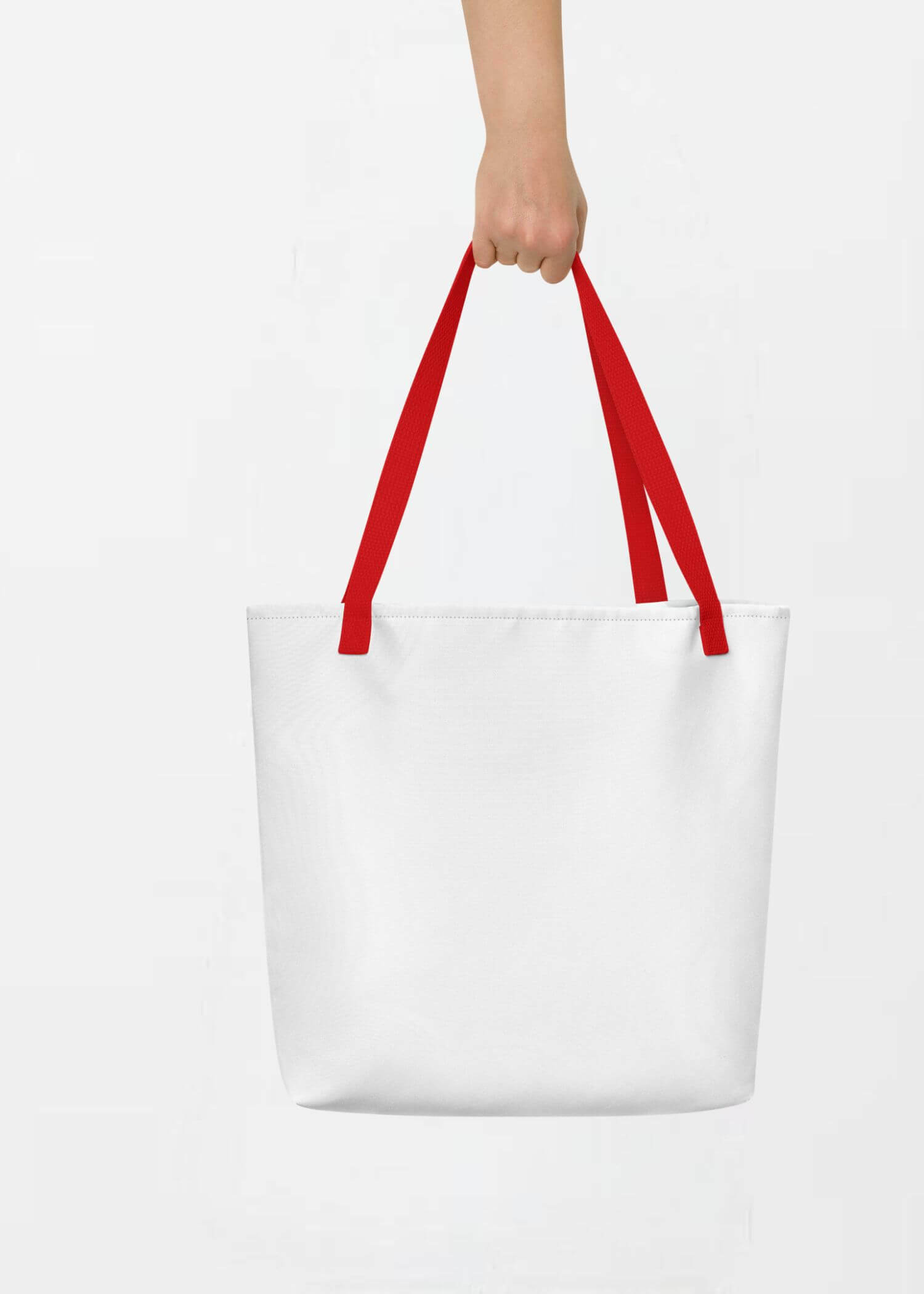 Large Unisex Tote Bag  miteigi Logo Branded product item miteigiYūki Fitness Sports Activewear by miteigi products brand items luggage baggage bags multicolor White red