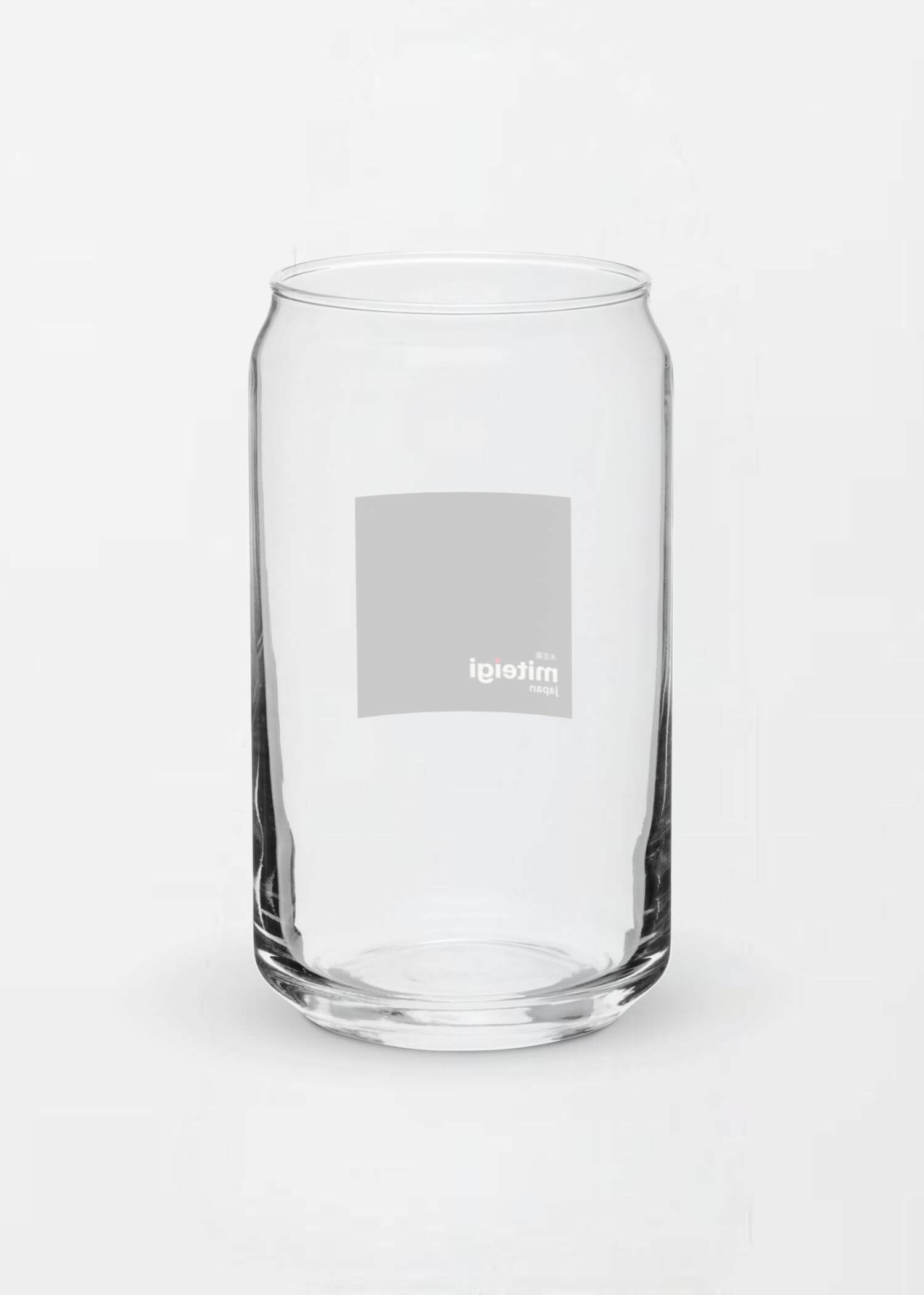 Can-Shaped Glass Tumbler miteigi Logo  Drinks Glass wine, juice, milk drinking glasses miteigi-Logo branded product item tumblers Glassware Transparent clear with black pattern