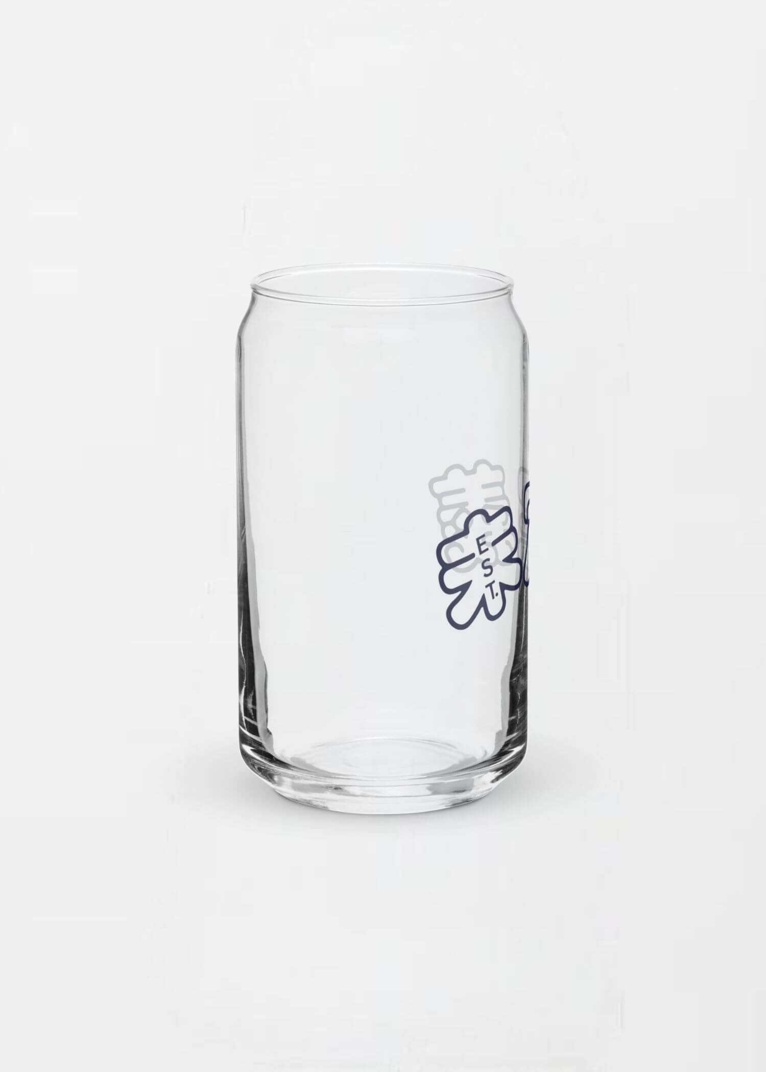 Can-Shaped Arch Logo Glass Tumbler EST. 2017  Drinks Glass wine, juice, milk drinking glasses miteigi-Logo branded product item tumblers Glassware Transparent clear with black pattern