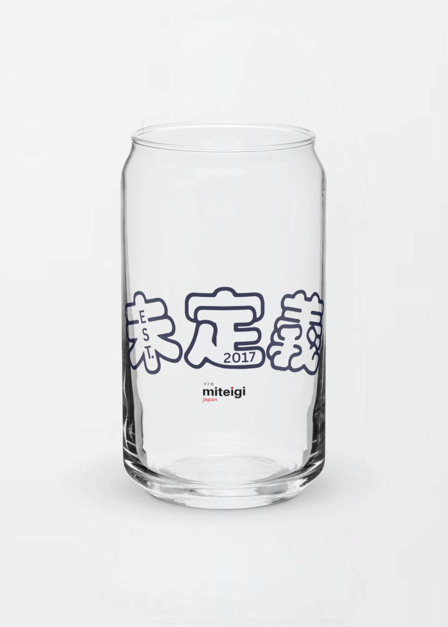 Can-Shaped Arch Logo Glass Tumbler EST. 2017  Drinks Glass wine, juice, milk drinking glasses miteigi-Logo branded product item tumblers Glassware Transparent clear with black pattern