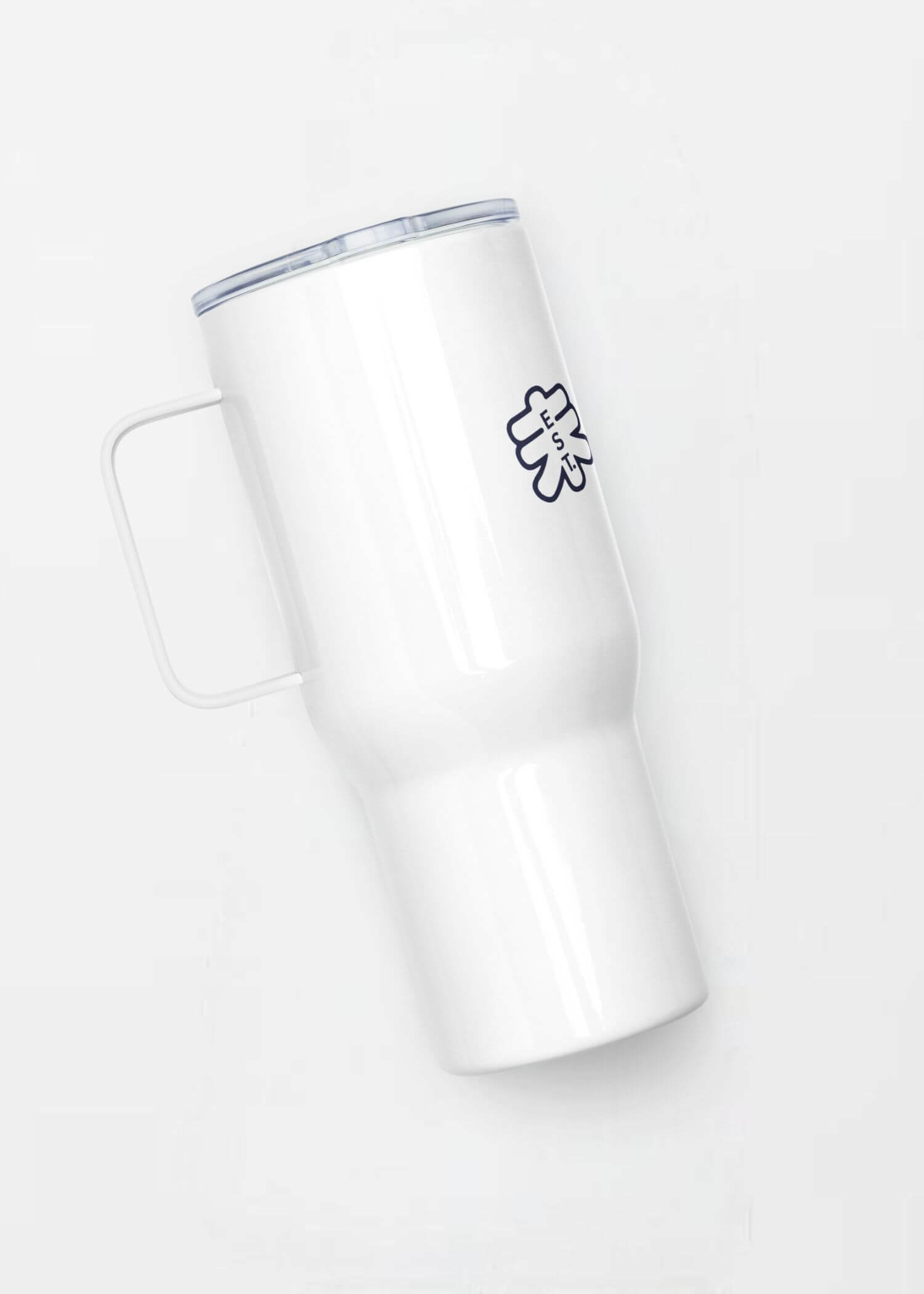 Travel Mug Arch Logo EST. 2017   with handle Outdoors Fitness Sports Activewear by miteigi Branded product item Mugs Drinks containers