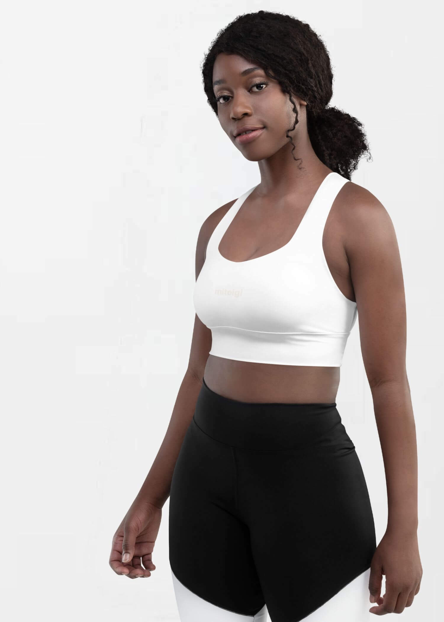 Longline Sports Bra miteigi Logo     Branded product item Fitness Sports Activewear by miteigi products brand items gym yoga bras