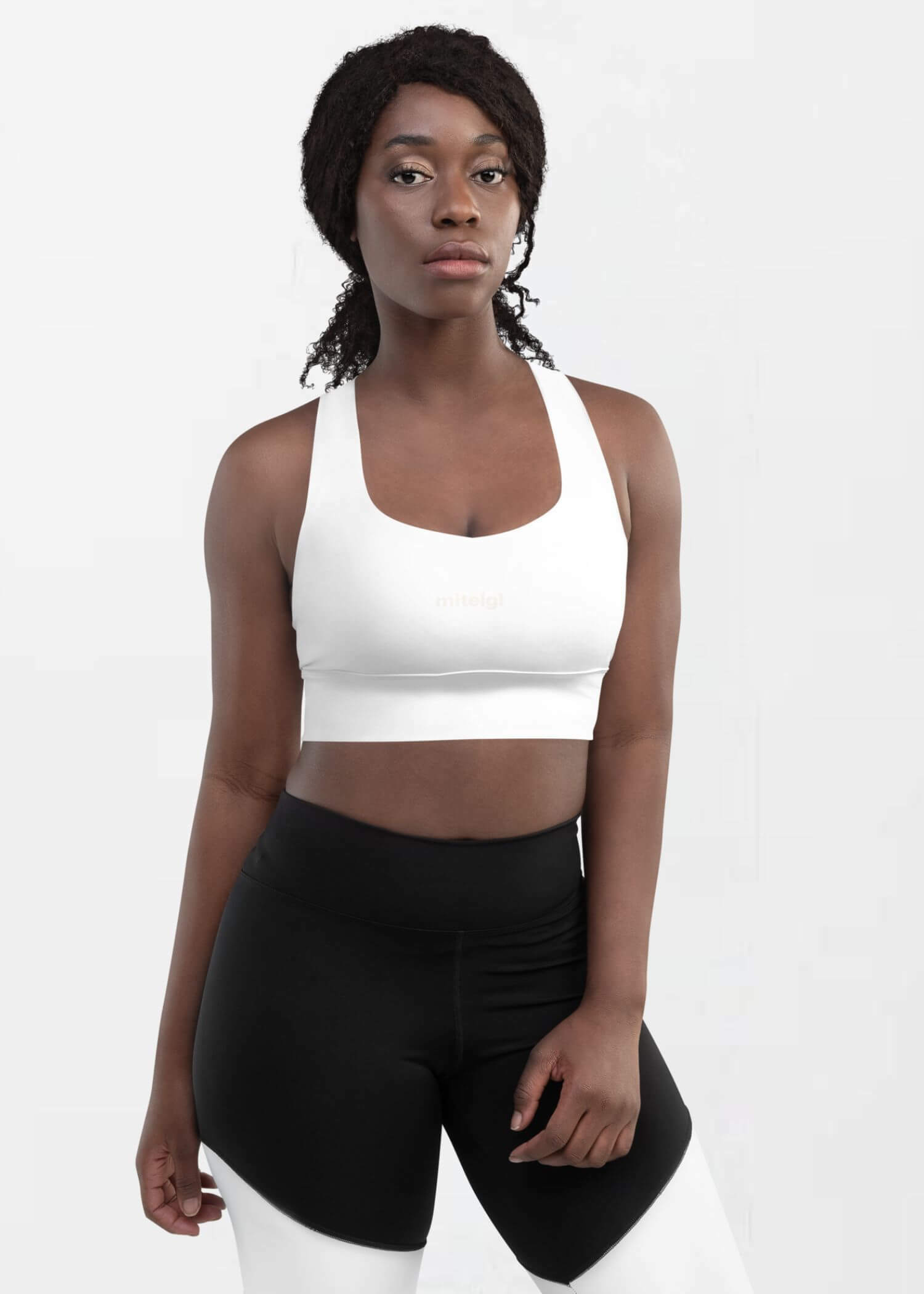 Longline Sports Bra miteigi Logo     Branded product item Fitness Sports Activewear by miteigi products brand items gym yoga bras