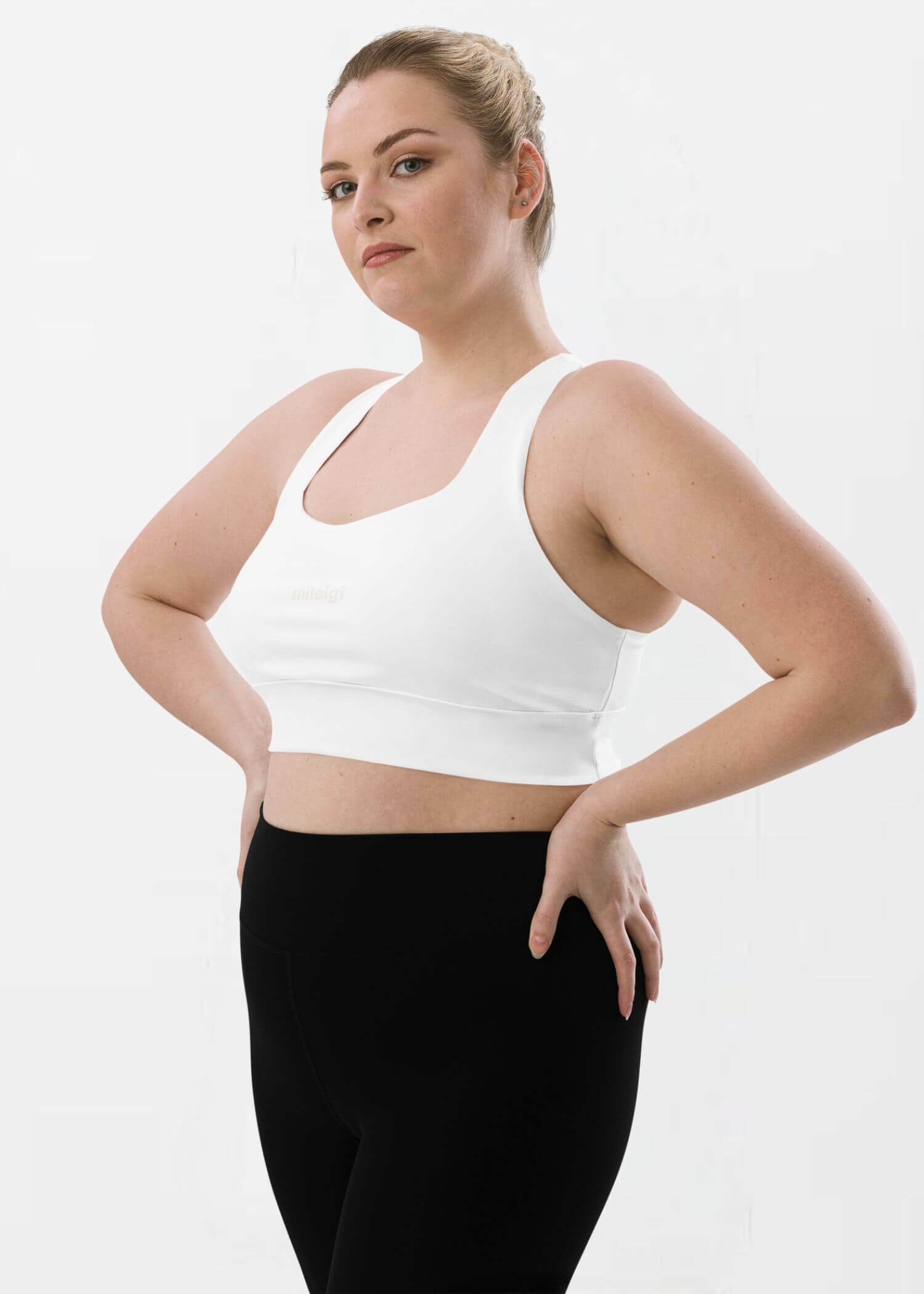 Longline Sports Bra miteigi Logo     Branded product item Fitness Sports Activewear by miteigi products brand items gym yoga bras