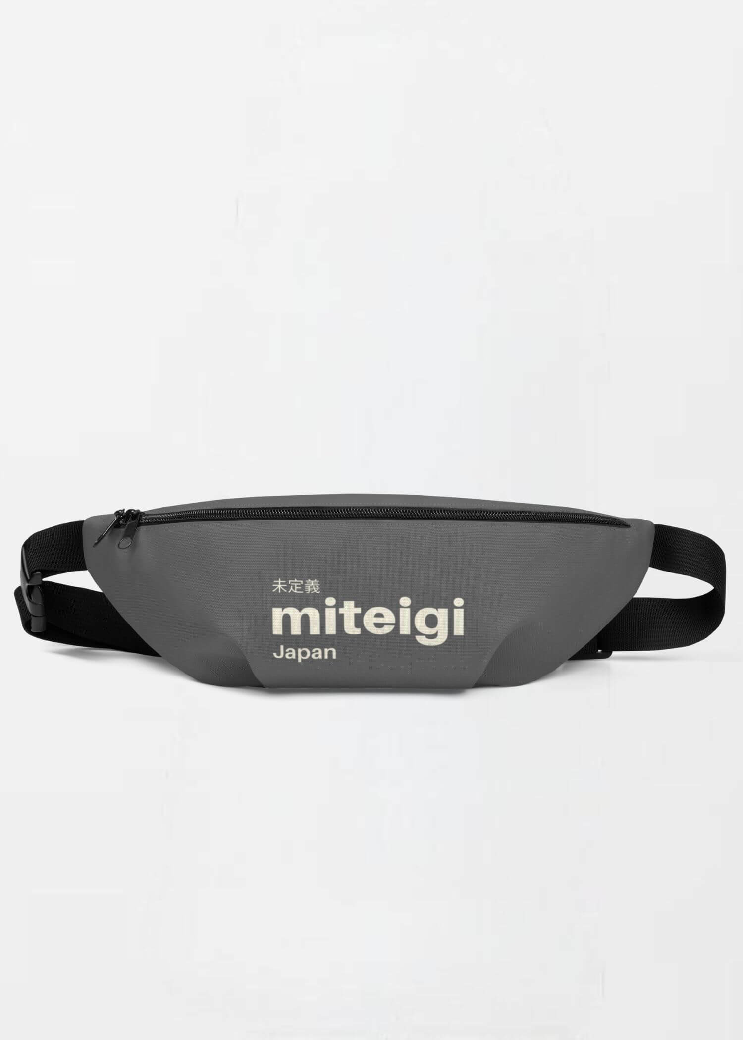 Fanny Pack miteigi Logo  Branded product item everyday Fitness Sports Activewear by miteigi products brand items luggage crossover crossbody baggage getaway vacation holiday packs bags in Charcoal Gray grey with cosmic white