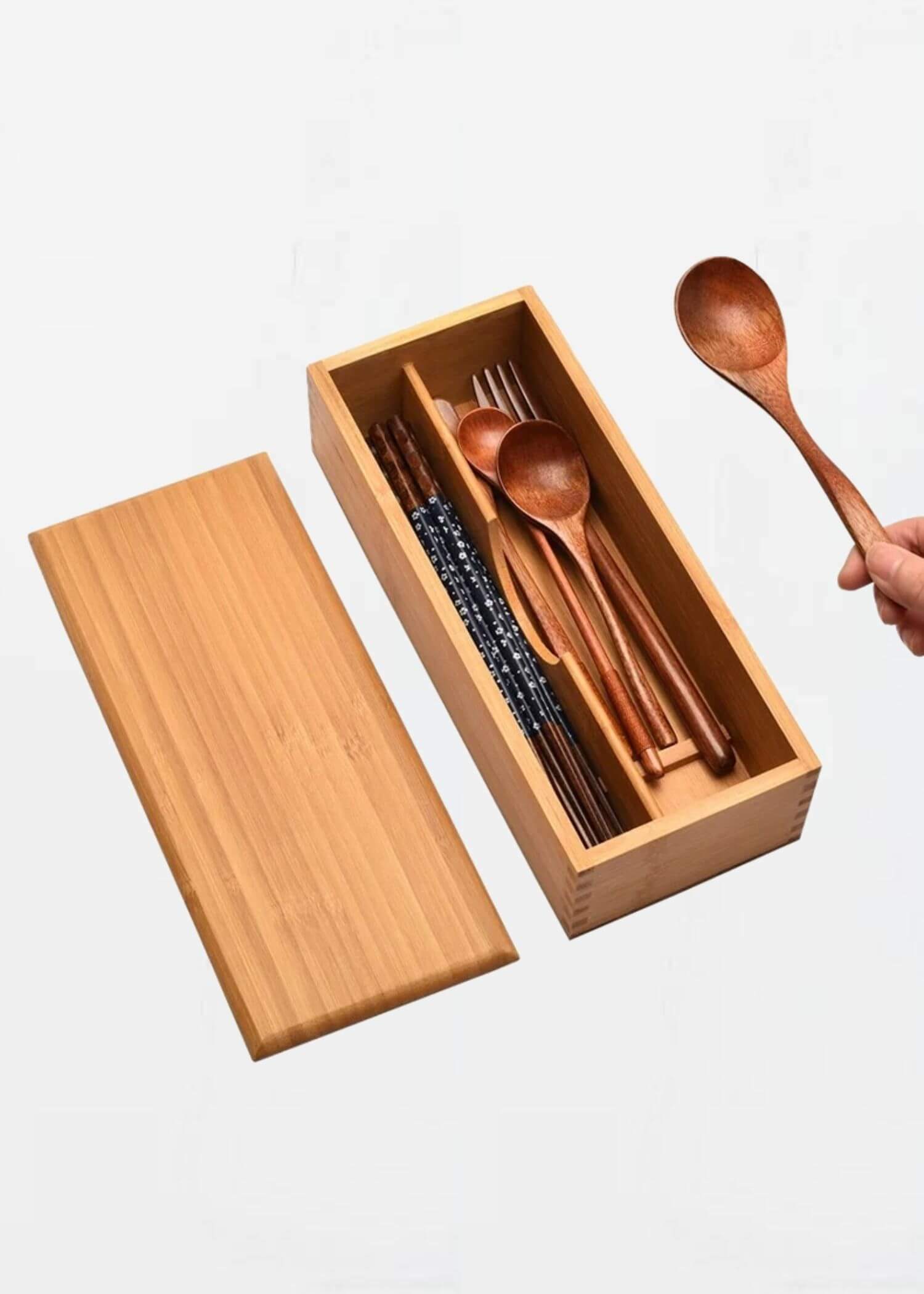 Japanese Flatware Box    Chopstick box with lid, hotel spoon, fork, cutlery storage boxes, kitchen supplies compartment baskets