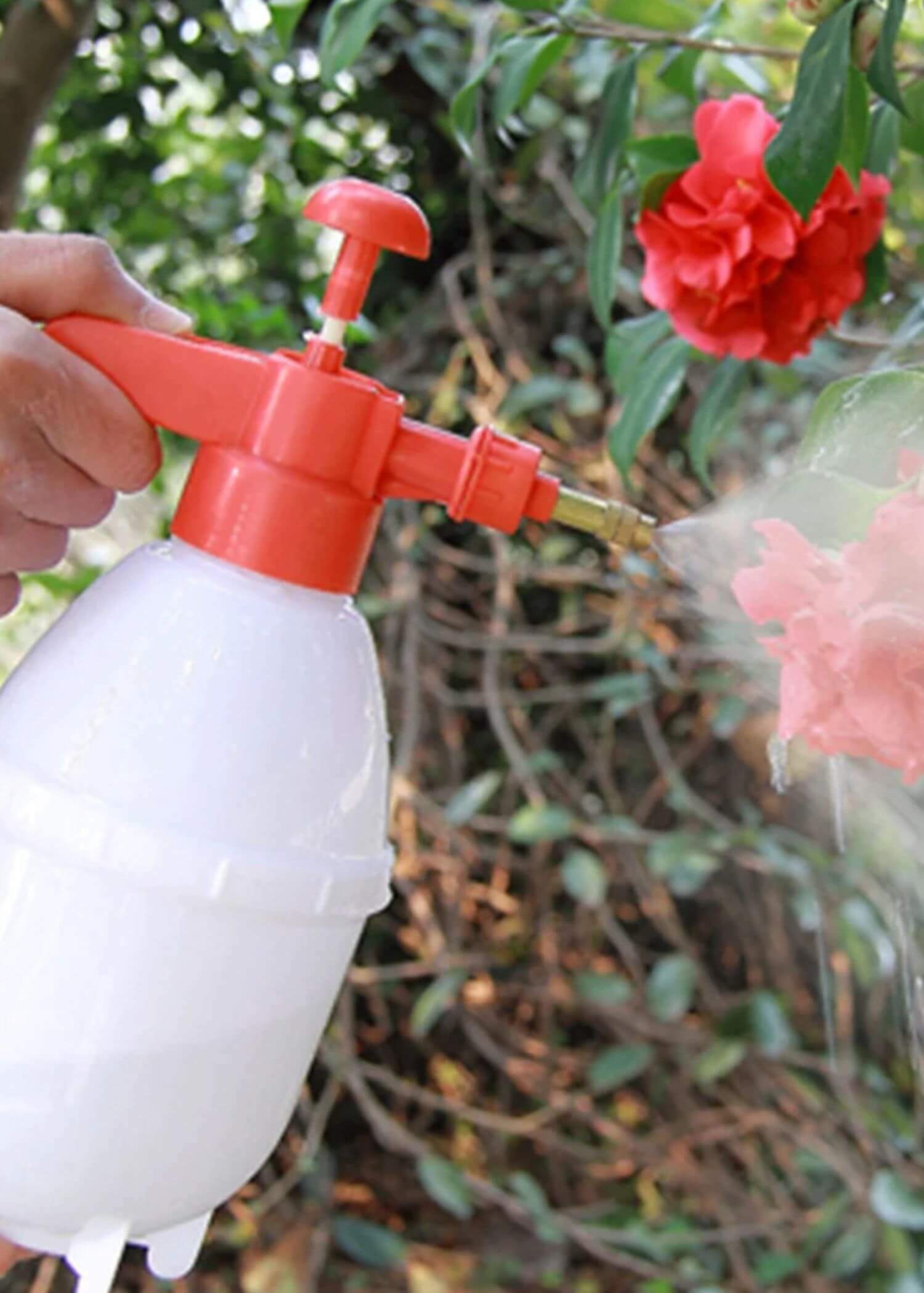 Water Sprayer  Gardening Cleaning Bottle Watering Pot Indoor Plant Pressure Garden Pump sprayers pots pumps in white with red handle accent