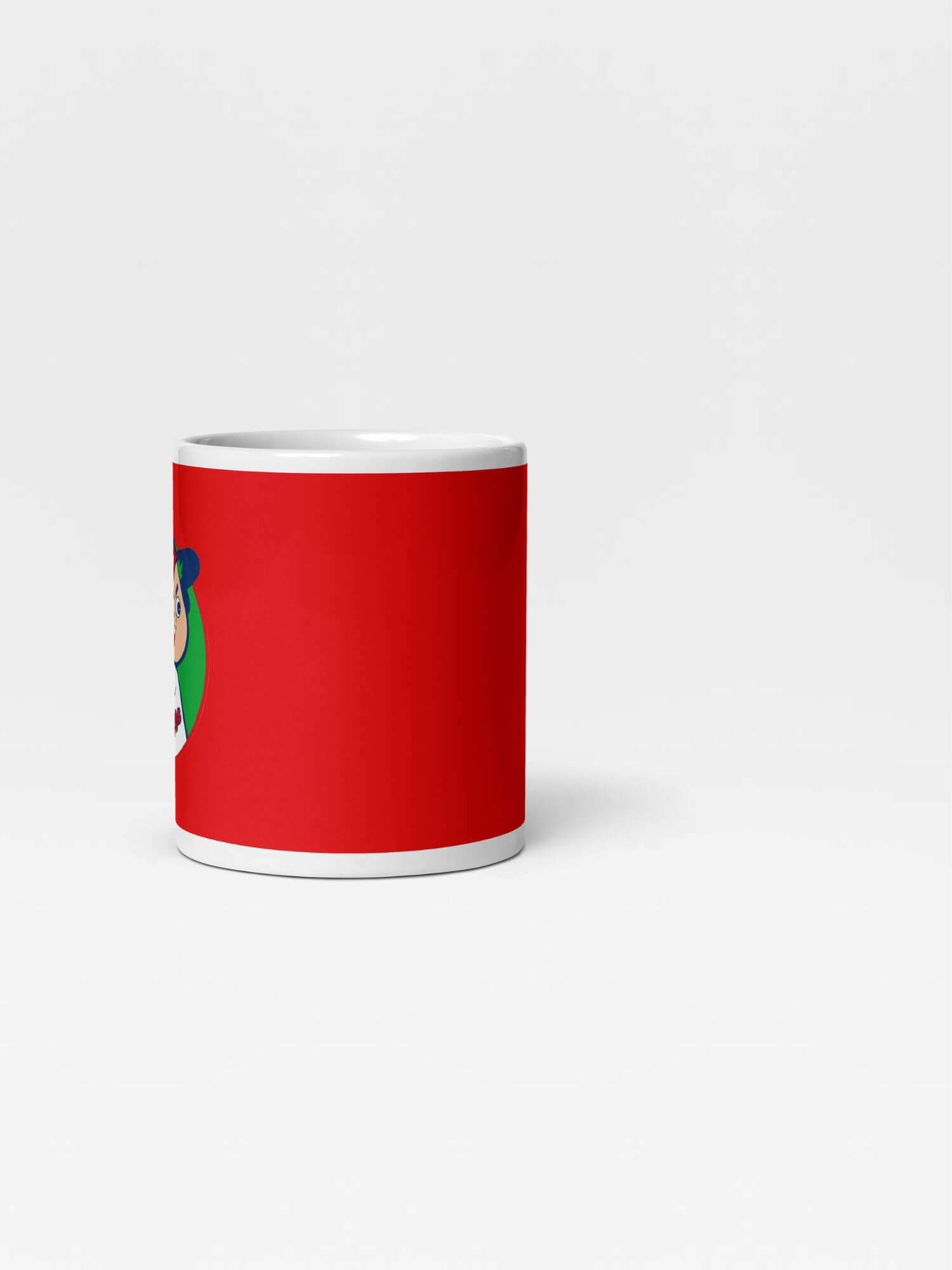 Glossy Hiroshima Toyo Carp Mug red                   Cartoon Japan sports character drinks cup coffee, tea, juice, milk drinking cups miteigi branded product item tumblers ceramics in white with red multicolor pattern Baseball sport gear Japanese Kure Ceramic Anime Fans Gifts mugs