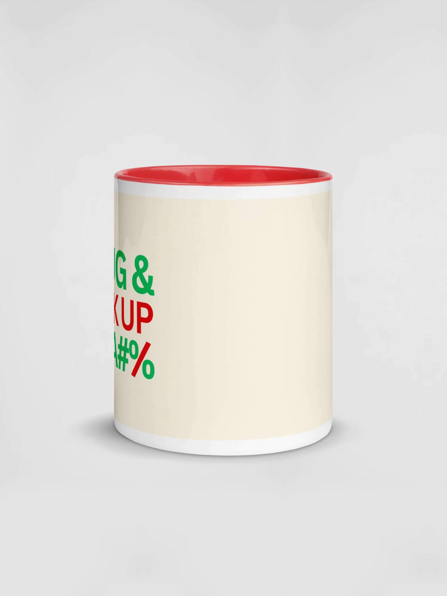 Seasons Greetings Mug                 Cartoon Holiday Season Greeting letter print drinks cup coffee, tea, juice, milk drinking cups miteigi branded product item tumblers ceramics in white with red green multicolor pattern Ceramic Anime Gifts A HUG & A KICK UP THE ASS BUM Bottom Backside A#% and Merry Christmas, Ho Ho Ho, festive mugs