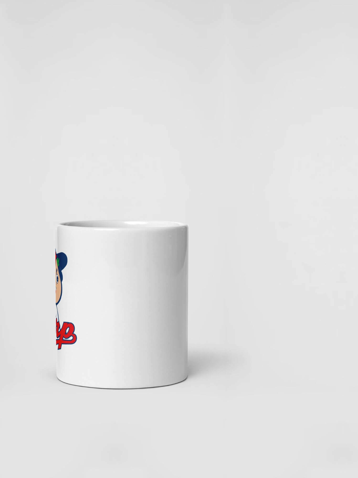 Glossy Hiroshima Toyo Carp Mug Play Ball                   Cartoon Japan sports character drinks cup coffee, tea, juice, milk drinking cups miteigi branded product item tumblers ceramics in white with red blue multicolor pattern Baseball sport gear Japanese Kure Ceramic Anime Fans Gifts mugs