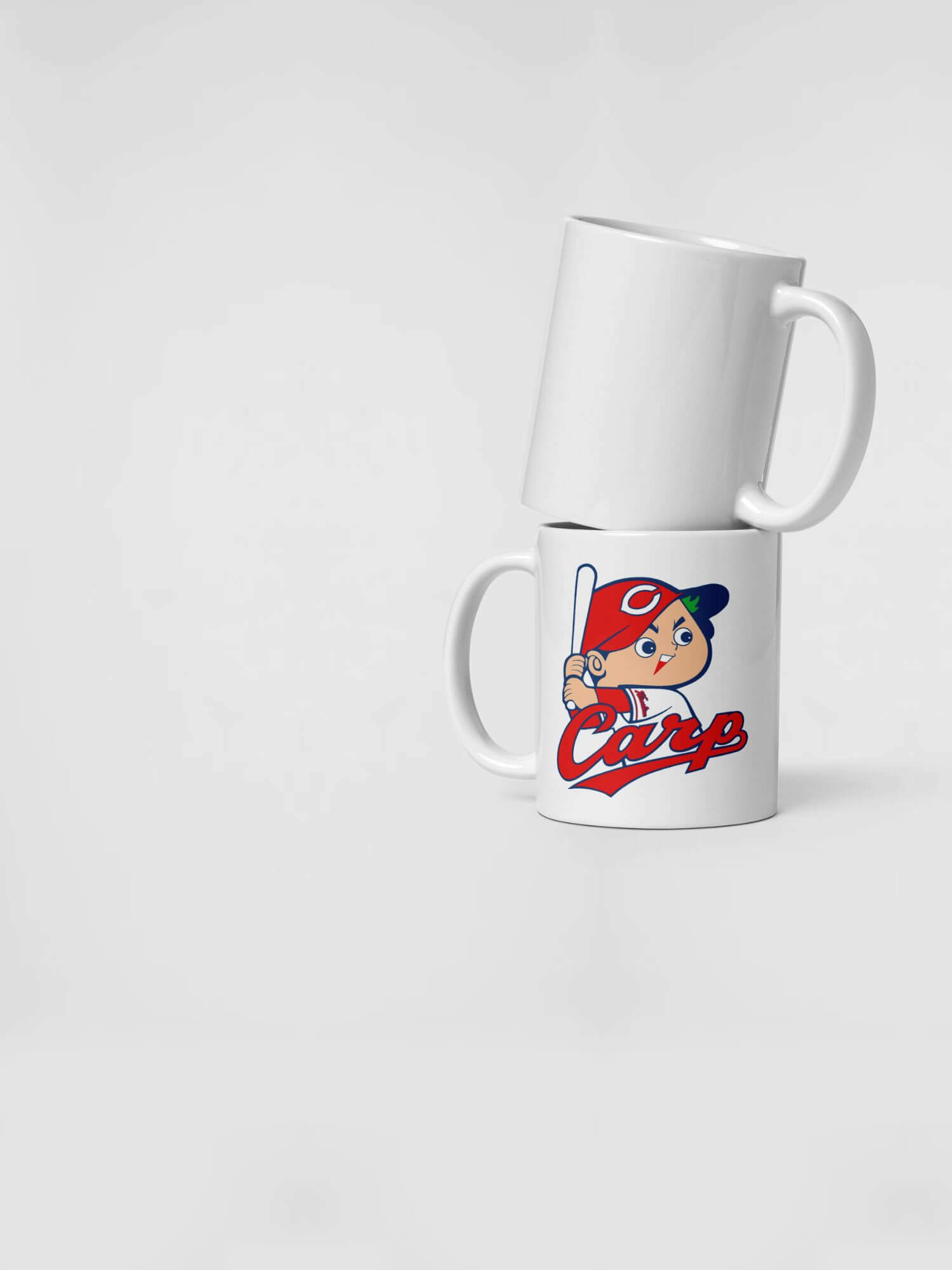 Glossy Hiroshima Toyo Carp Mug Play Ball                   Cartoon Japan sports character drinks cup coffee, tea, juice, milk drinking cups miteigi branded product item tumblers ceramics in white with red blue multicolor pattern Baseball sport gear Japanese Kure Ceramic Anime Fans Gifts mugs