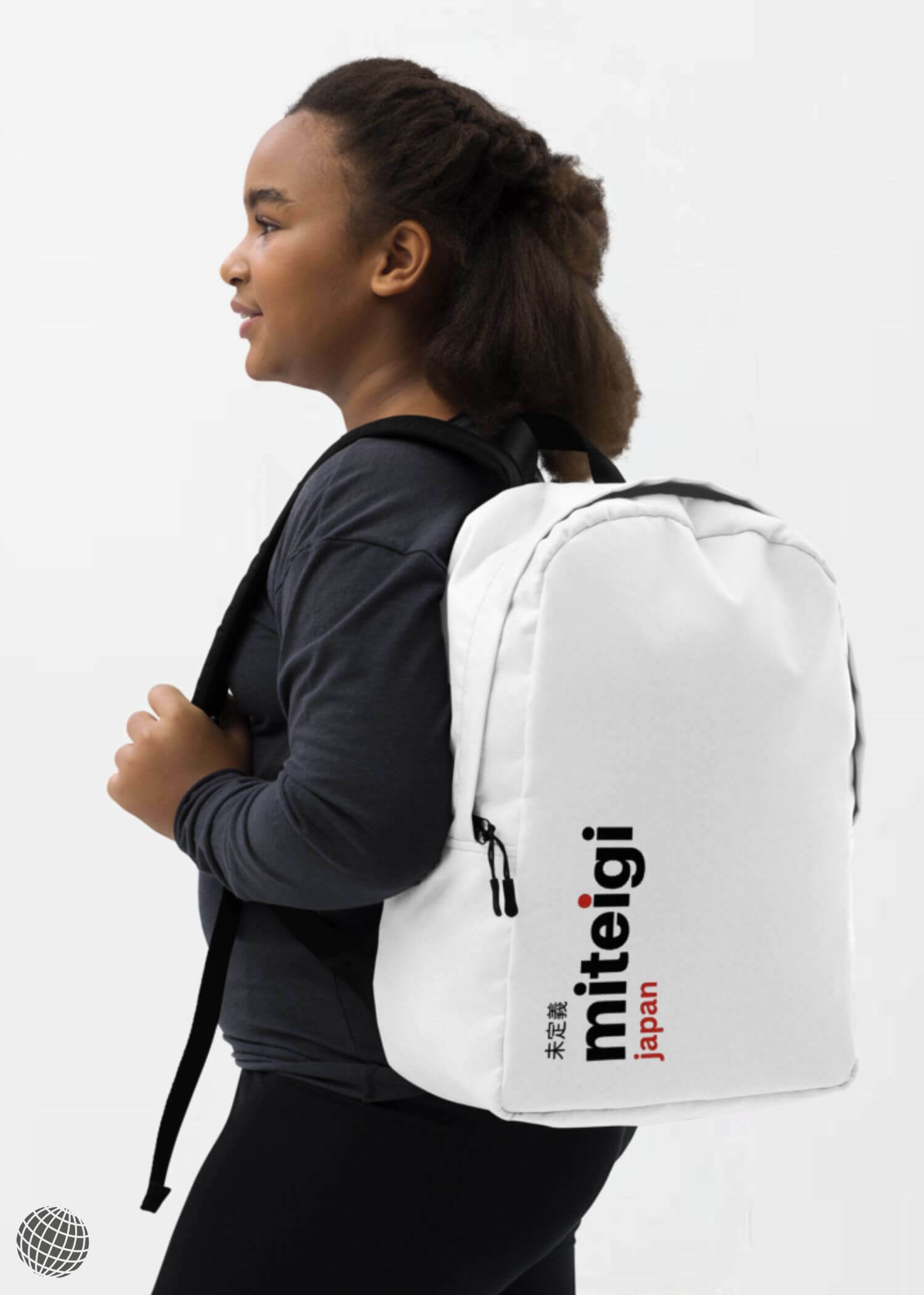 Minimalist Backpack miteigi Logo  miteigi Logo Branded product item travel luggage backpacks bags in white