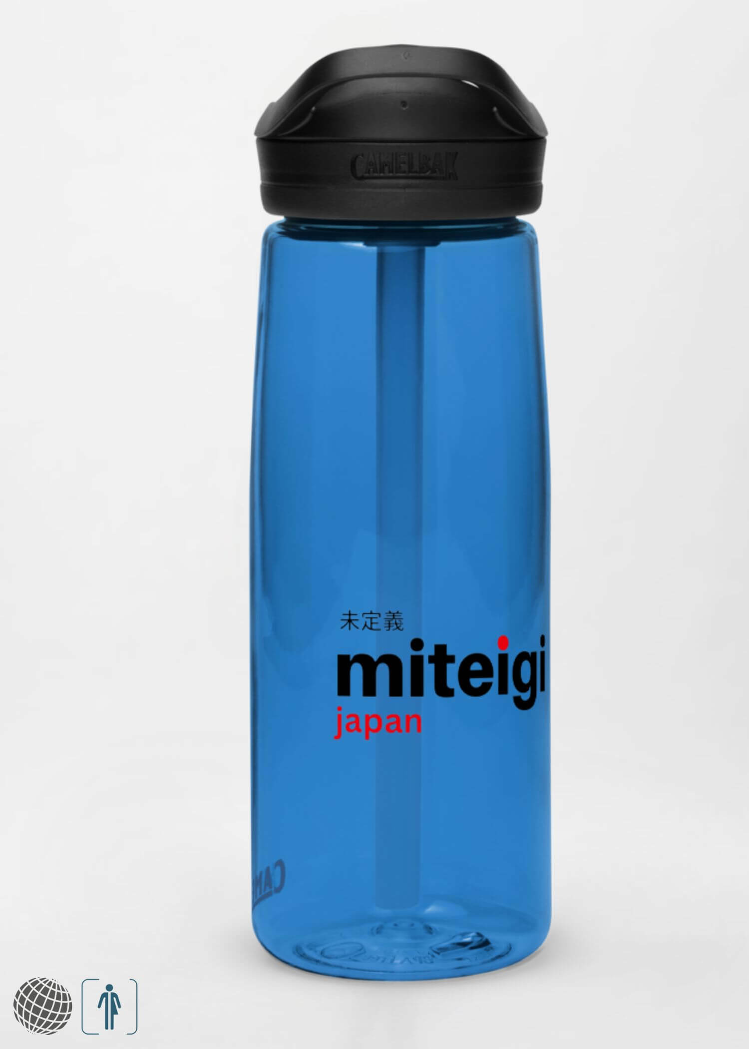 miteigi Logo Sports Water Bottle  miteigi Logo Branded product item miteigiYūki Fitness Sport Activewear bottles in blue