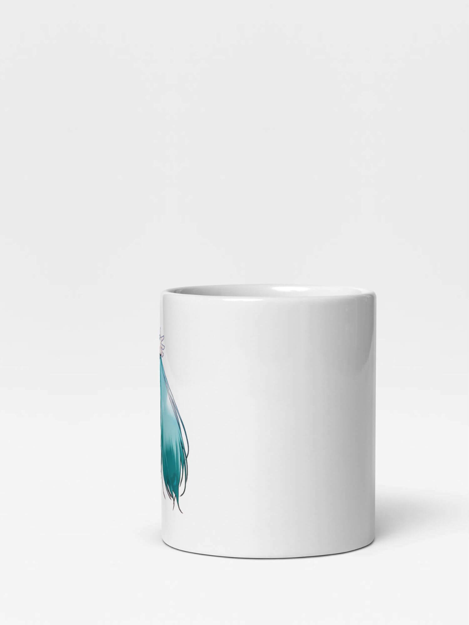 Glossy Hatsune Miku Mug         Cartoon female teens character drinks cup coffee, tea, juice, milk drinking cups miteigi branded product item tumblers ceramics in white with blue green multicolor pattern Ceramic Anime Gifts girls teenagers y2k generation Japanese mugs