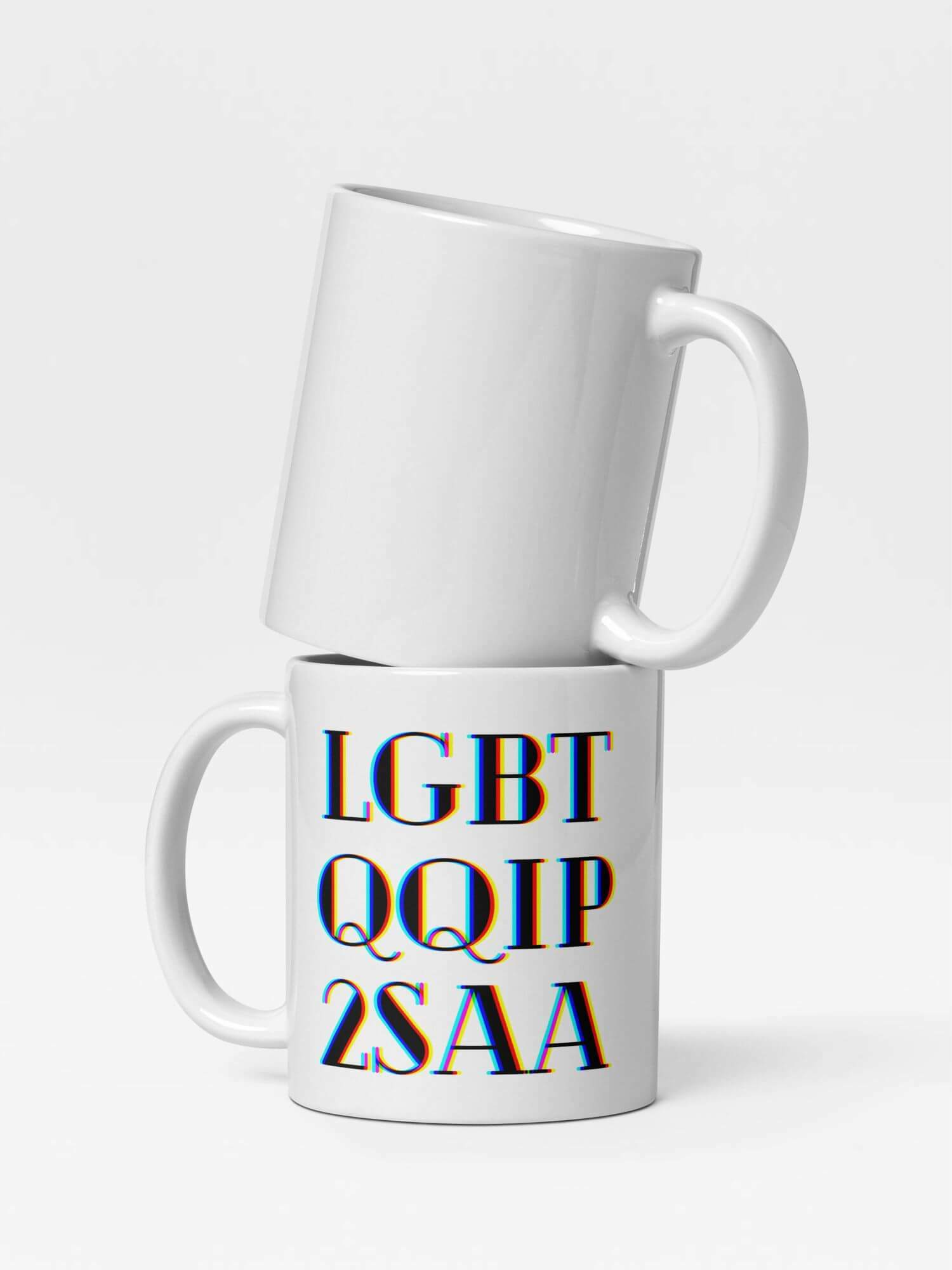 Glossy Gender Mug     Cartoon LGBTQIA gender identity drinks cup coffee, tea, juice, milk drinking cups miteigi branded product item tumblers ceramics in white with black multicolor prism pattern Ceramic Anime Gifts LGBTQQIA2SAA y2k generation sexual preferences souvenirs mugs