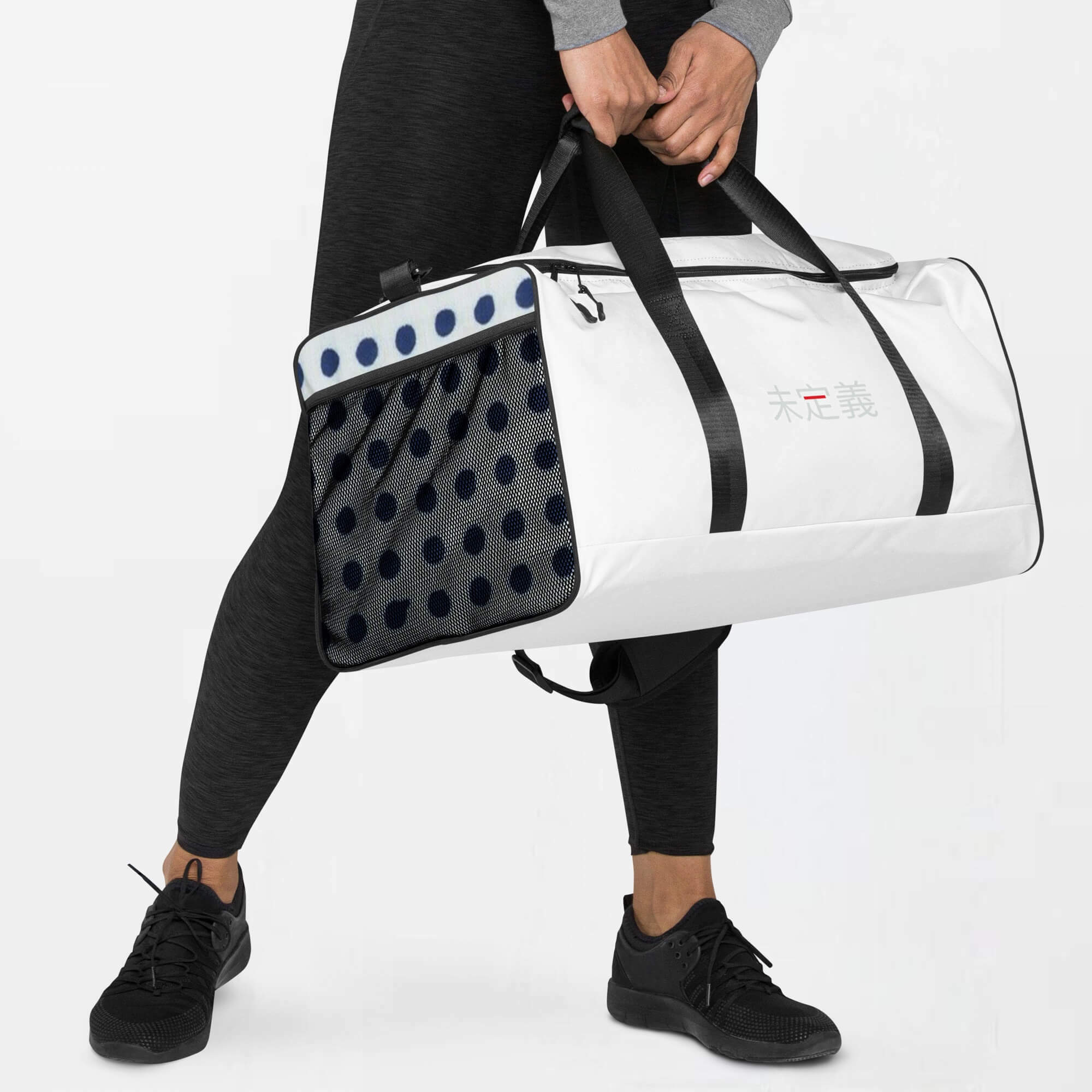 miteigi Script Logo Duffle Bag   miteigi Logo branded product item Fitness Sports Activewear by miteigi products brand items luggage baggage bags White platinum blue red