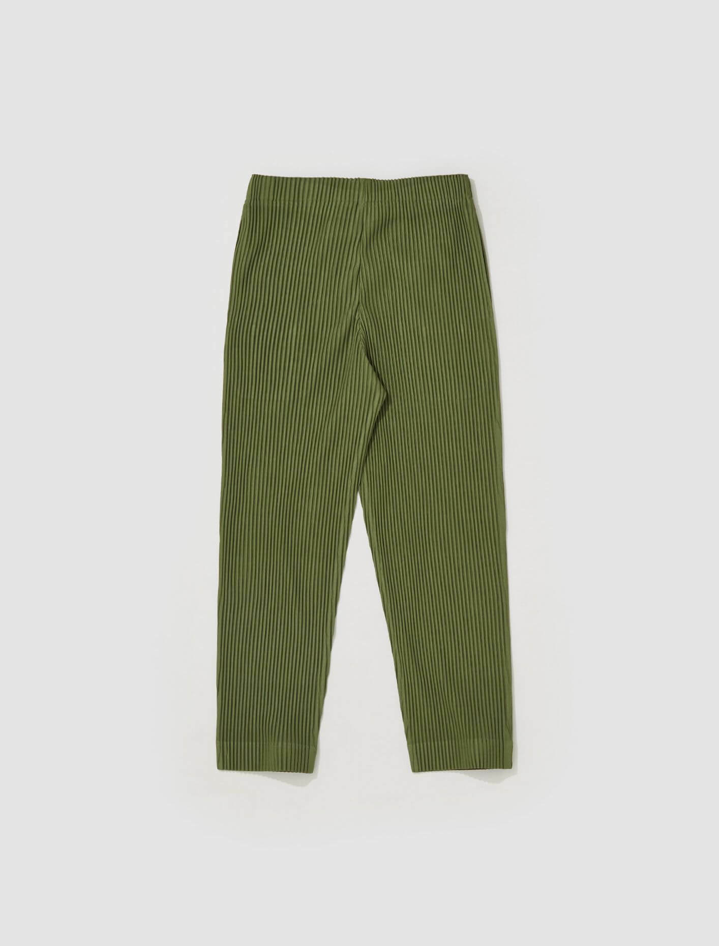 Pleated Straight Pants green   miteigi Miyake Men’s Pencil Cropped Japanese Style Ankle Length mid rise elastic waist with drawcords Joggers for man in forest army-green Mens Streetwear drawstring ankle-length ribbed tall plus size trousers clothing