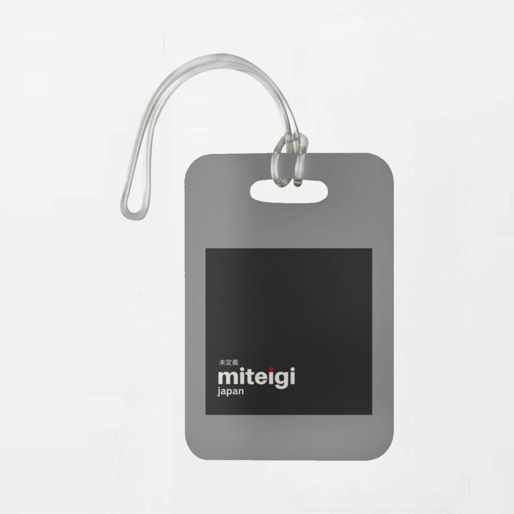 Luggage Bag Tag miteigi Logo  Office Getaway vacation holiday business baggage identification bags tags in Gray grey with black branded logo 