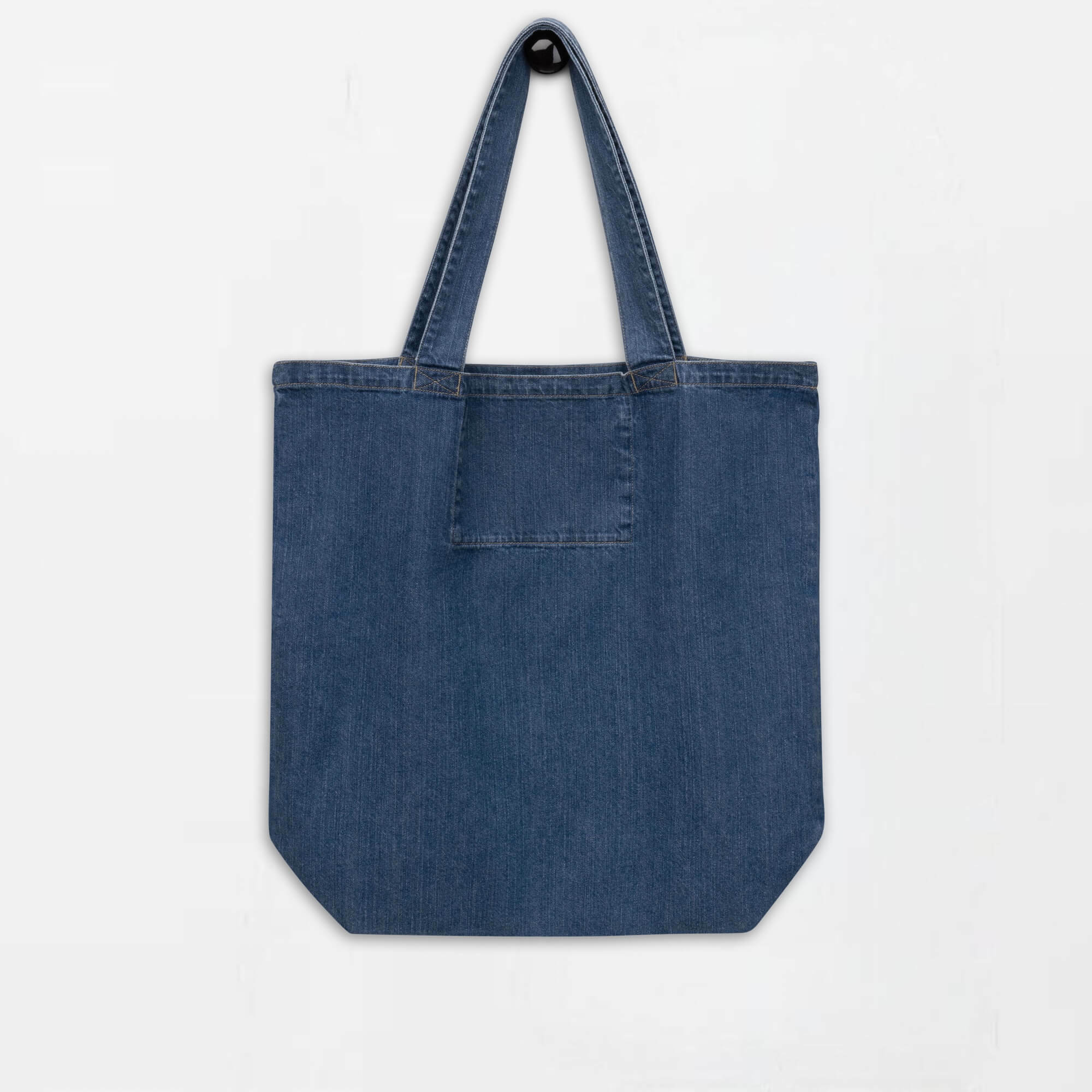 Organic Denim Tote Bag miteigi Script Logo      miteigi Logo Branded product item Beach travel vacation holiday getaway everyday use Fitness Sports Activewear by miteigi products brand items luggage baggage bags blue with platinum red