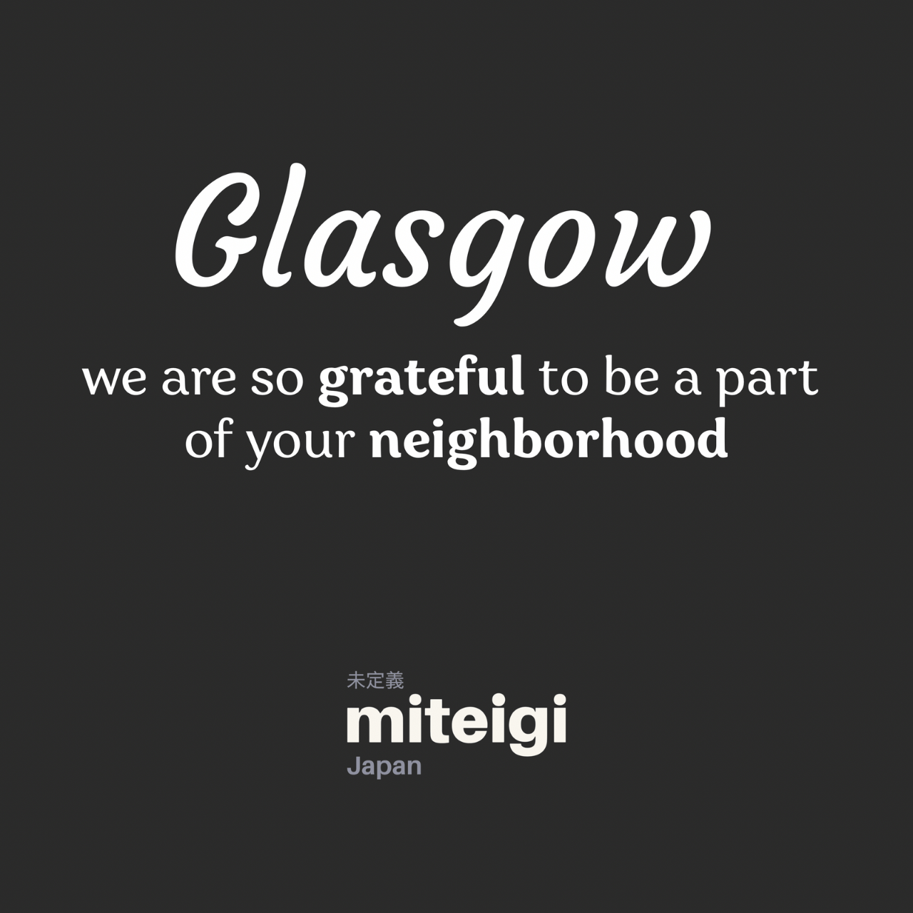 We’re coming to Glasgow, Scotland