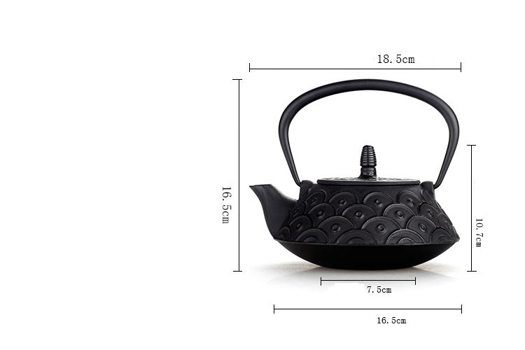 Japanese Cast Iron Fish Scale Teakettle 0.8L Handmade Black uncoated teaware teapots Chinese kungfu puer tea pot boiling water kettles Japan drinkware 0.8L Kettle Trendy