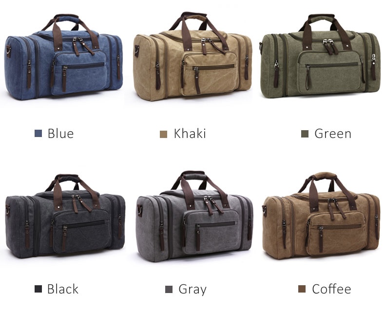 Gray / Grey Black Blue Coffee Green Khaki Canvas Travel Bag Scione Men Travel Bags Canvas Carry On Luggage Multifunction Leather Bags Weekend Bags Duffel Bag Large Capacity Tote Travel Bags Trending