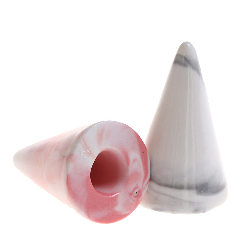 Light Gray / Grey Pink Ceramic Finger Cone Ring Holder Marble Decor Display Stand Tray Jewelry Storage Crafts Jewelry Packaging & Display