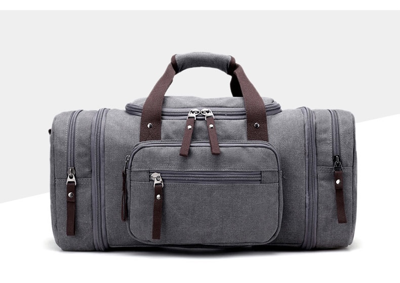 Gray / Grey Black Blue Coffee Green Khaki Canvas Travel Bag Scione Men Travel Bags Canvas Carry On Luggage Multifunction Leather Bags Weekend Bags Duffel Bag Large Capacity Tote Travel Bags Trending